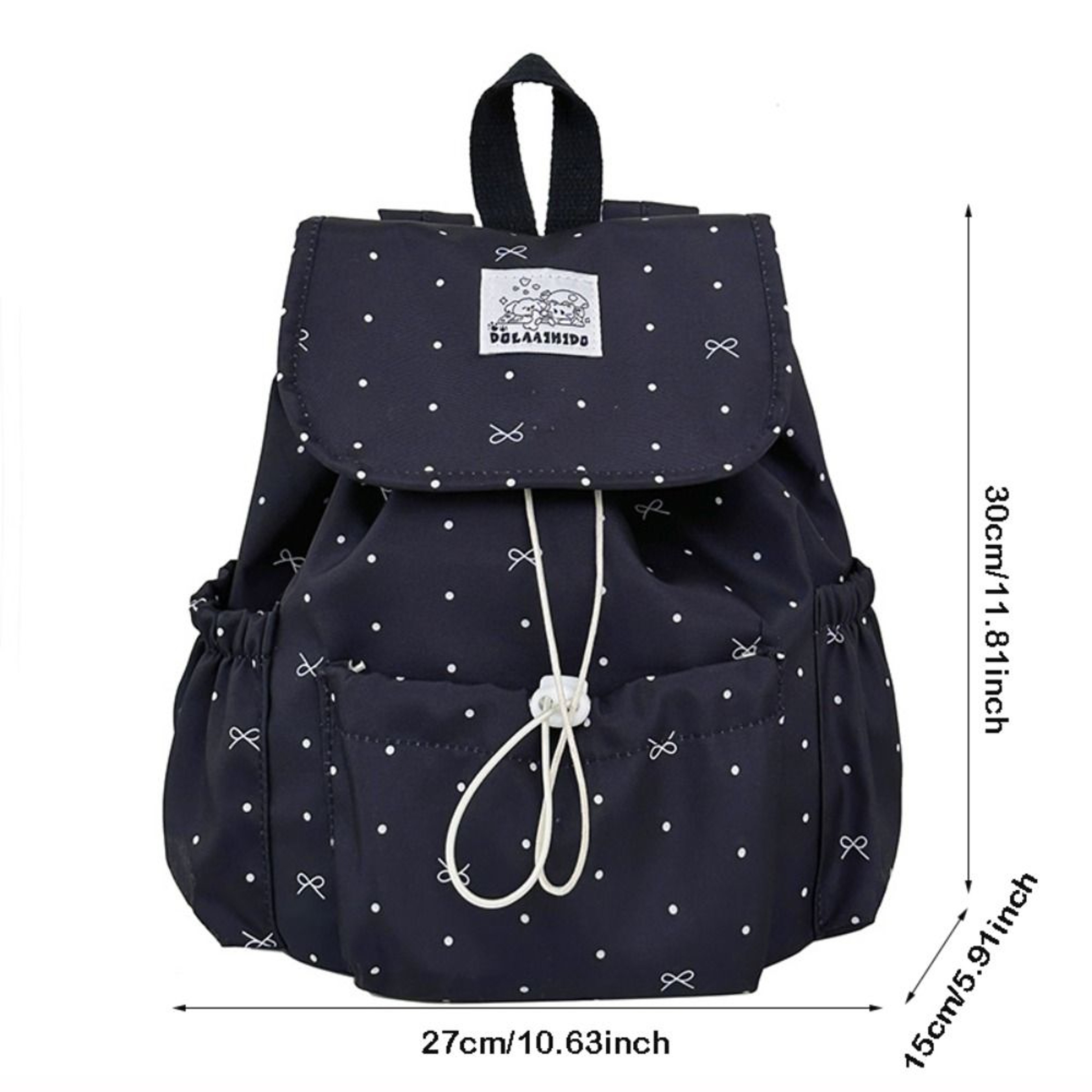 Womens Backpack Large Capacity Drawstring Backpack With Polka Dot Design Preppy School Travel Bag 6