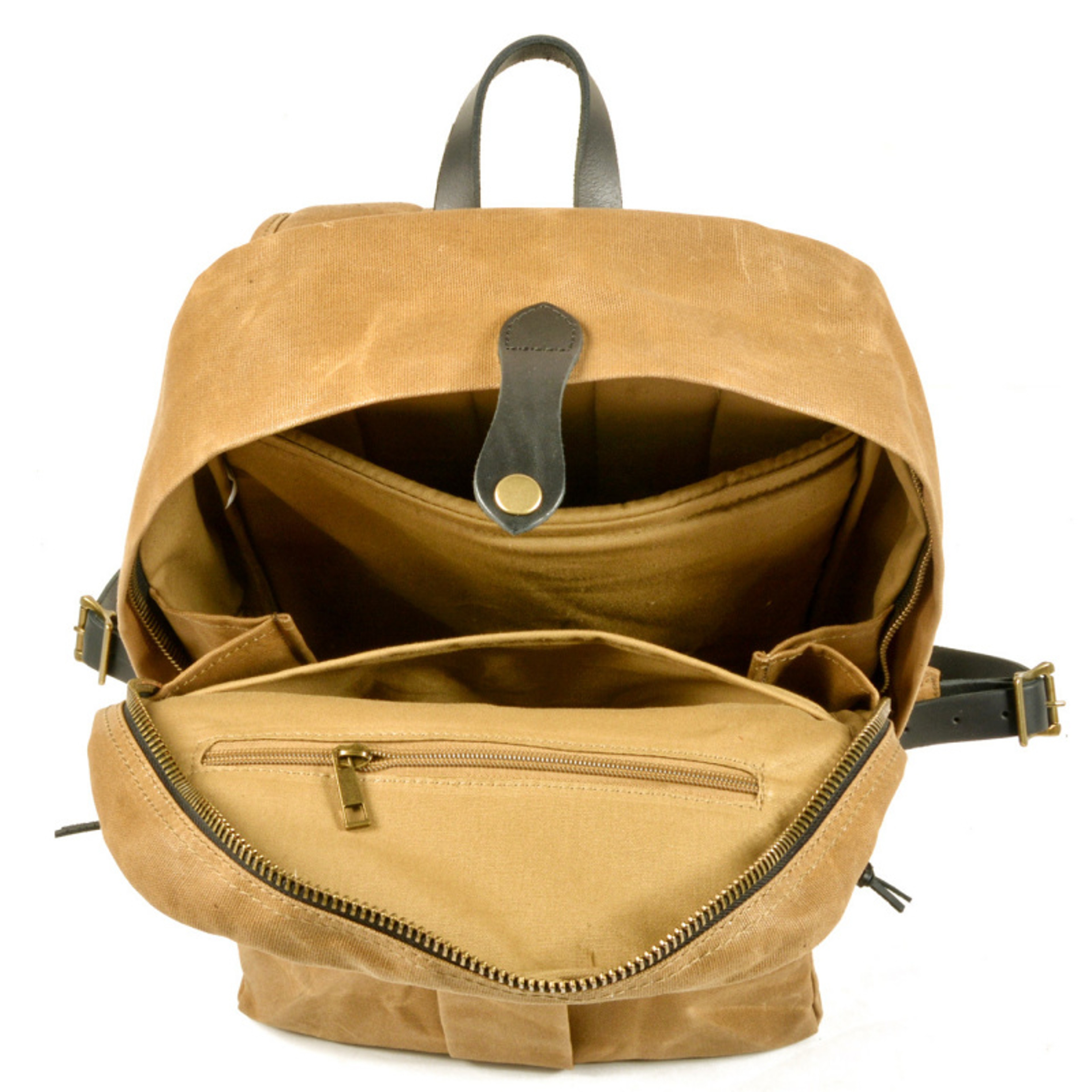 Heritage Canvas Backpack Large Capacity Vintage Travel Backpack With Leather Trim 7