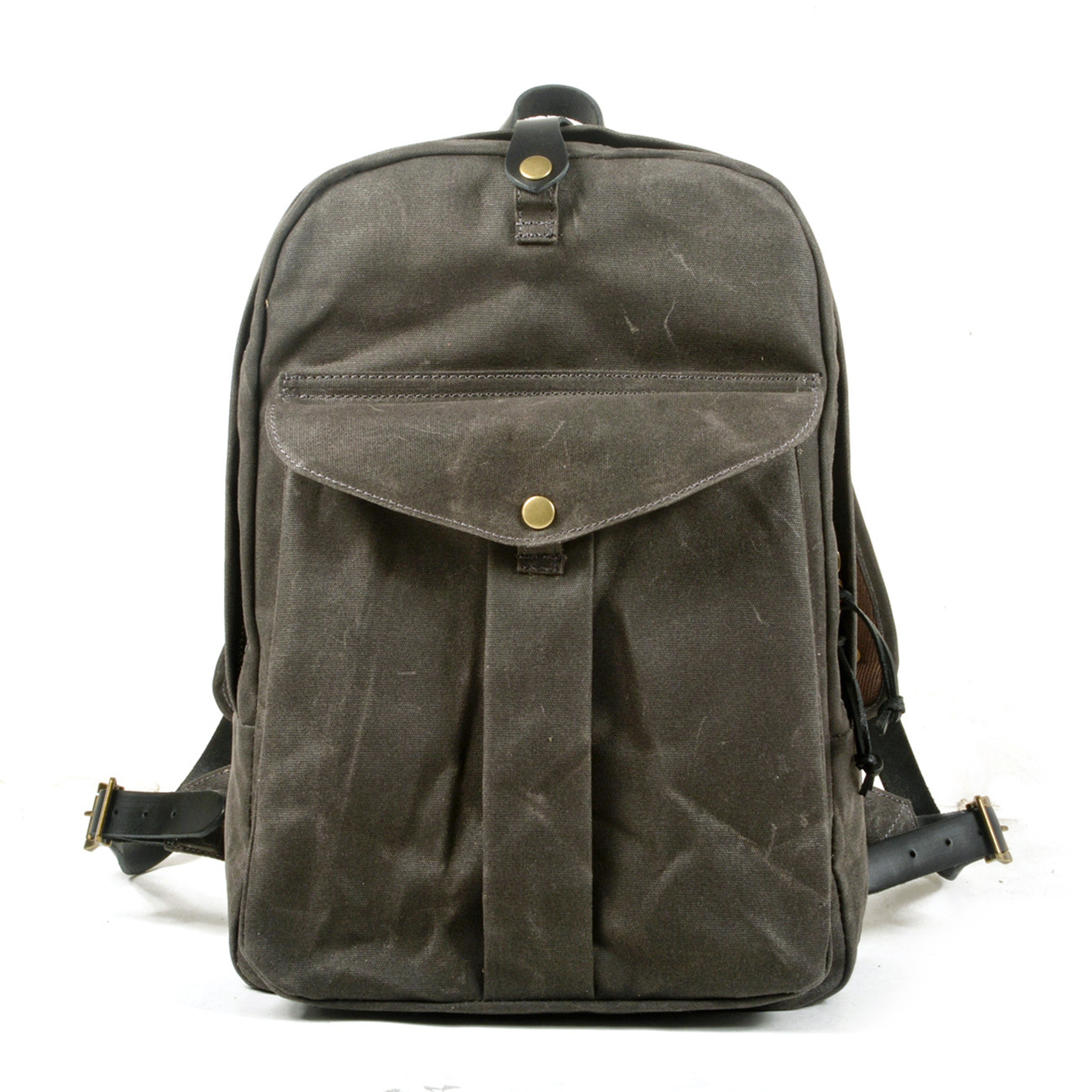Heritage Canvas Backpack Large Capacity Vintage Travel Backpack With Leather Trim 3