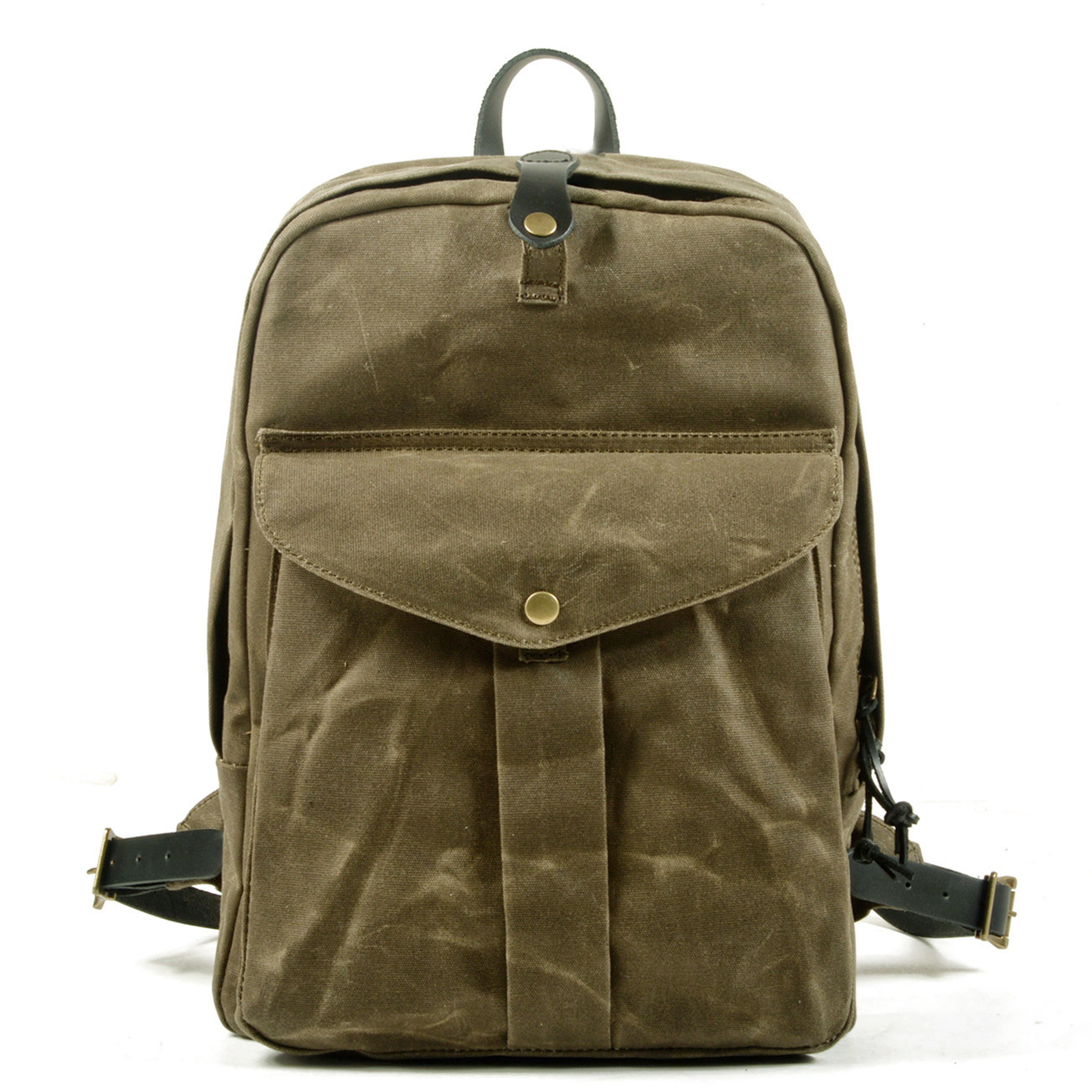 Heritage Canvas Backpack Large Capacity Vintage Travel Backpack With Leather Trim 4