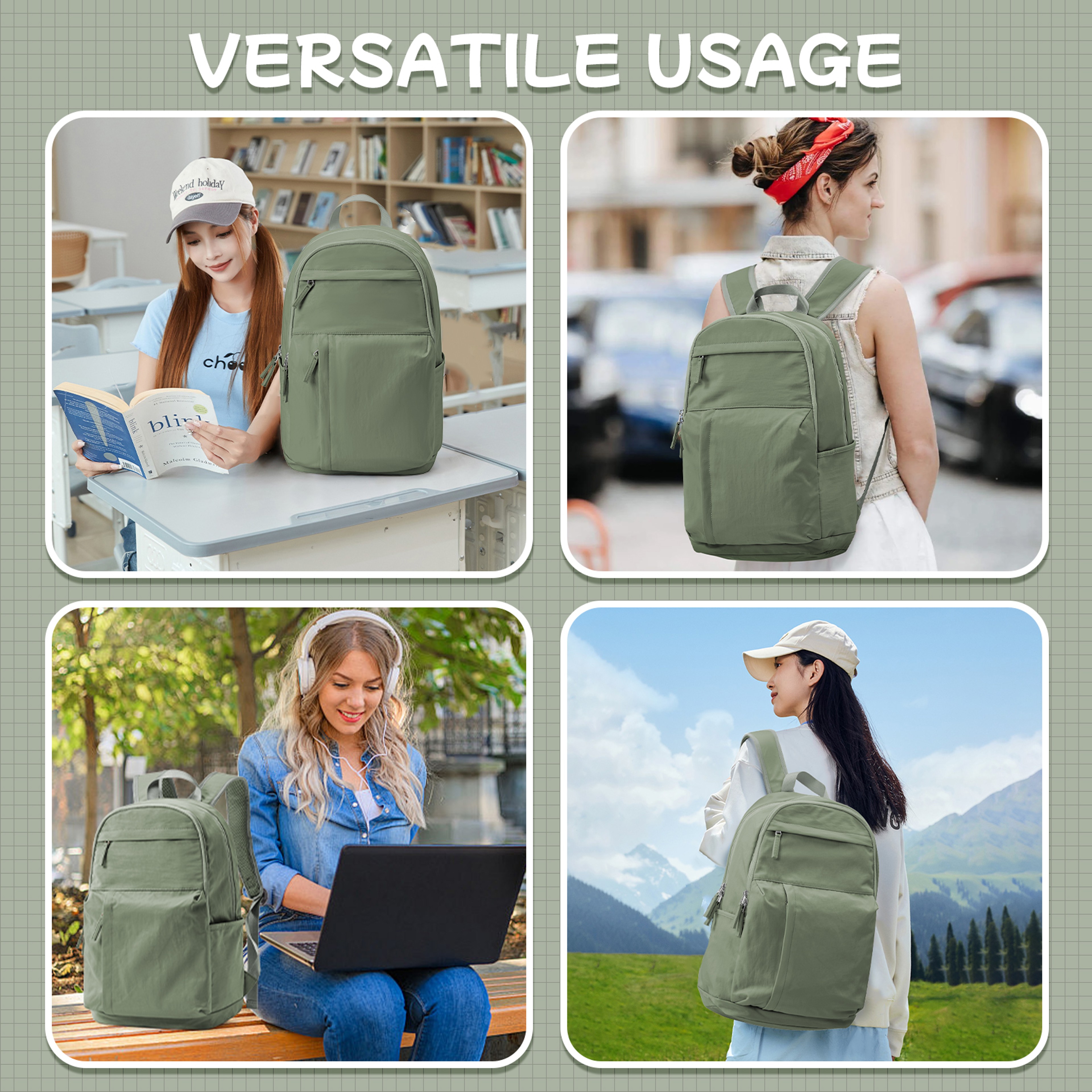 Casual School Laptop Backpack For Girls Back To School Backpack Multi Pocket Travel Book Bag 9