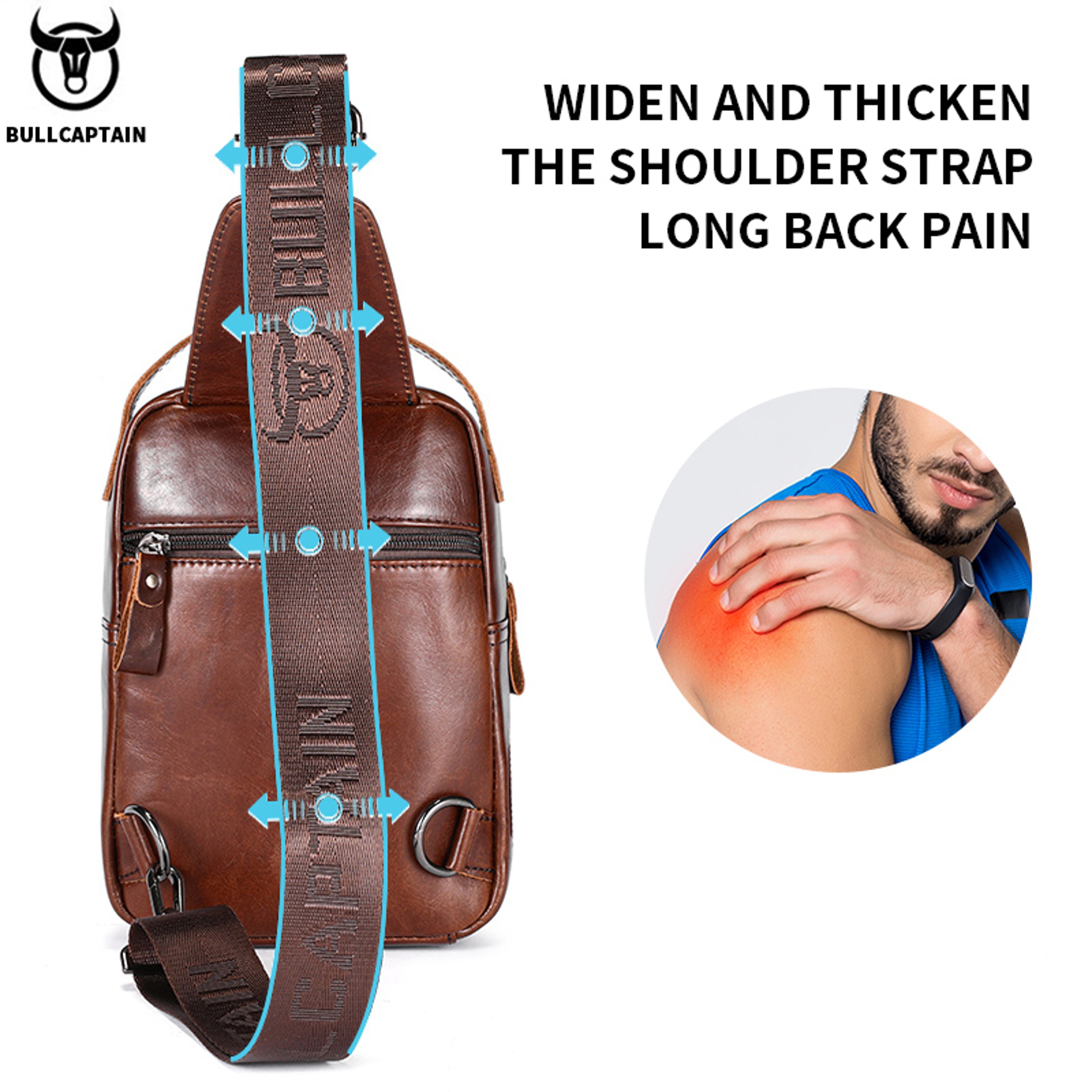 Genuine Leather Chest Bag For Men Back To School Backpack Anti Theft Crossbody Leather Phone Sling 3