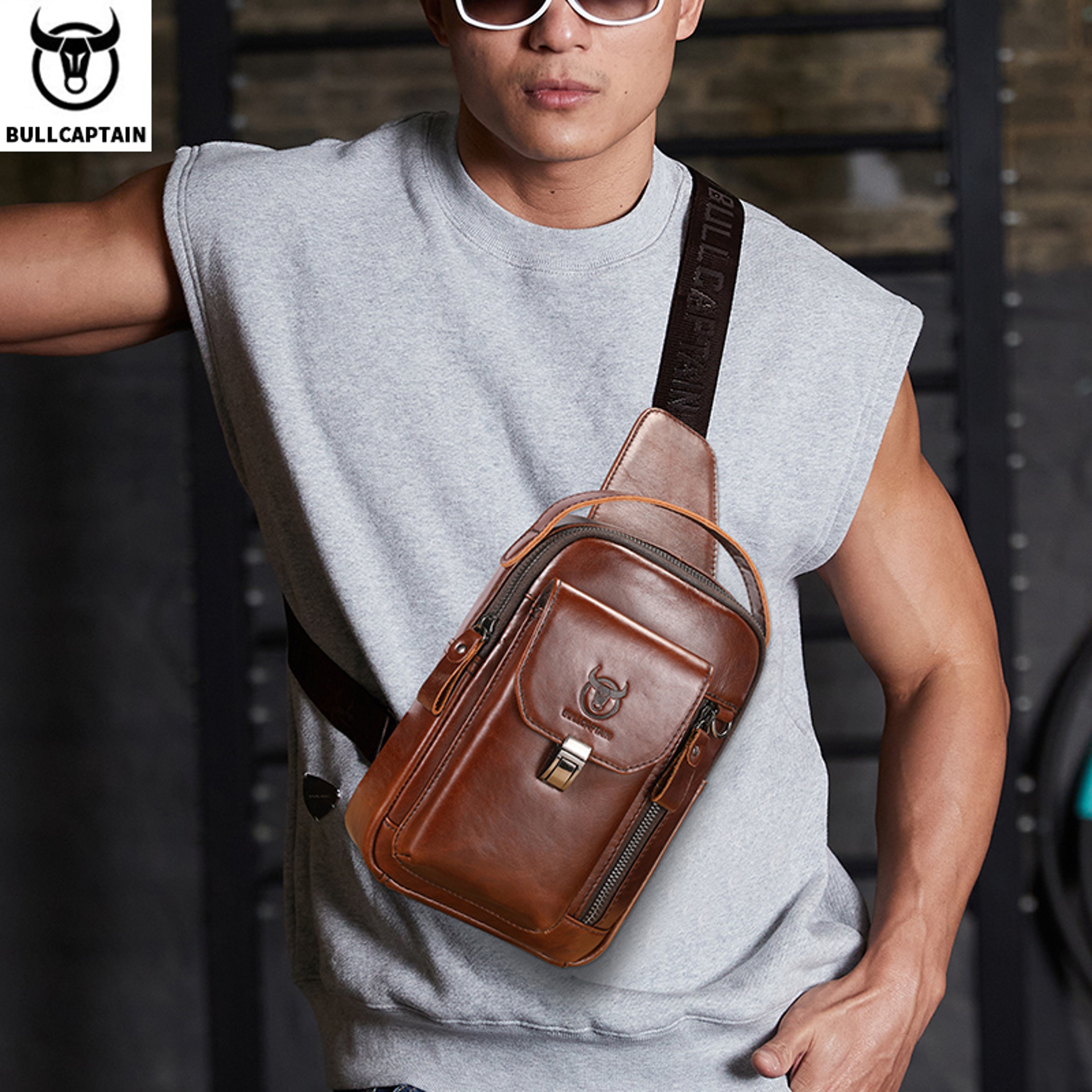 Genuine Leather Chest Bag For Men Back To School Backpack Anti Theft Crossbody Leather Phone Sling 6