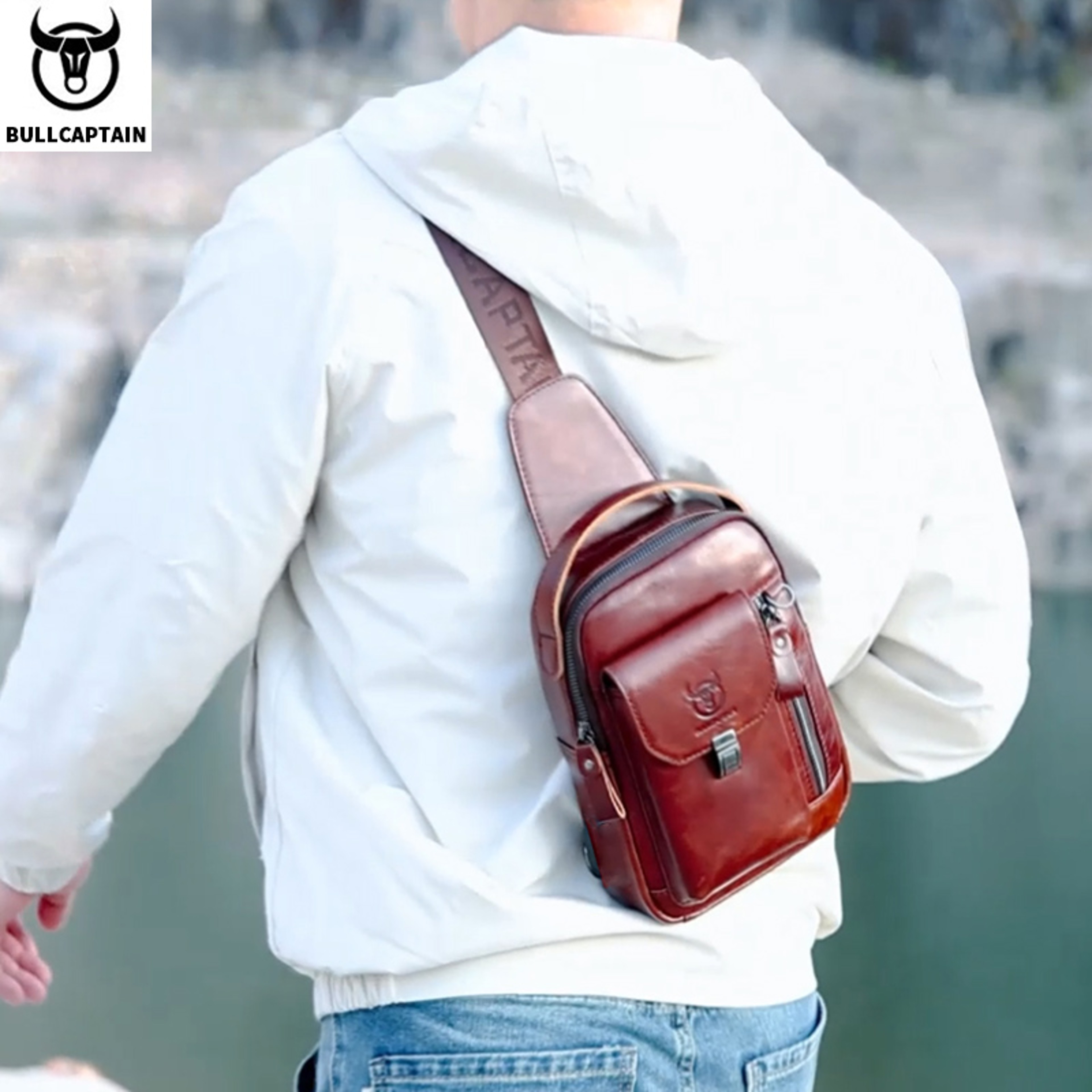 Genuine Leather Chest Bag For Men Back To School Backpack Anti Theft Crossbody Leather Phone Sling 7