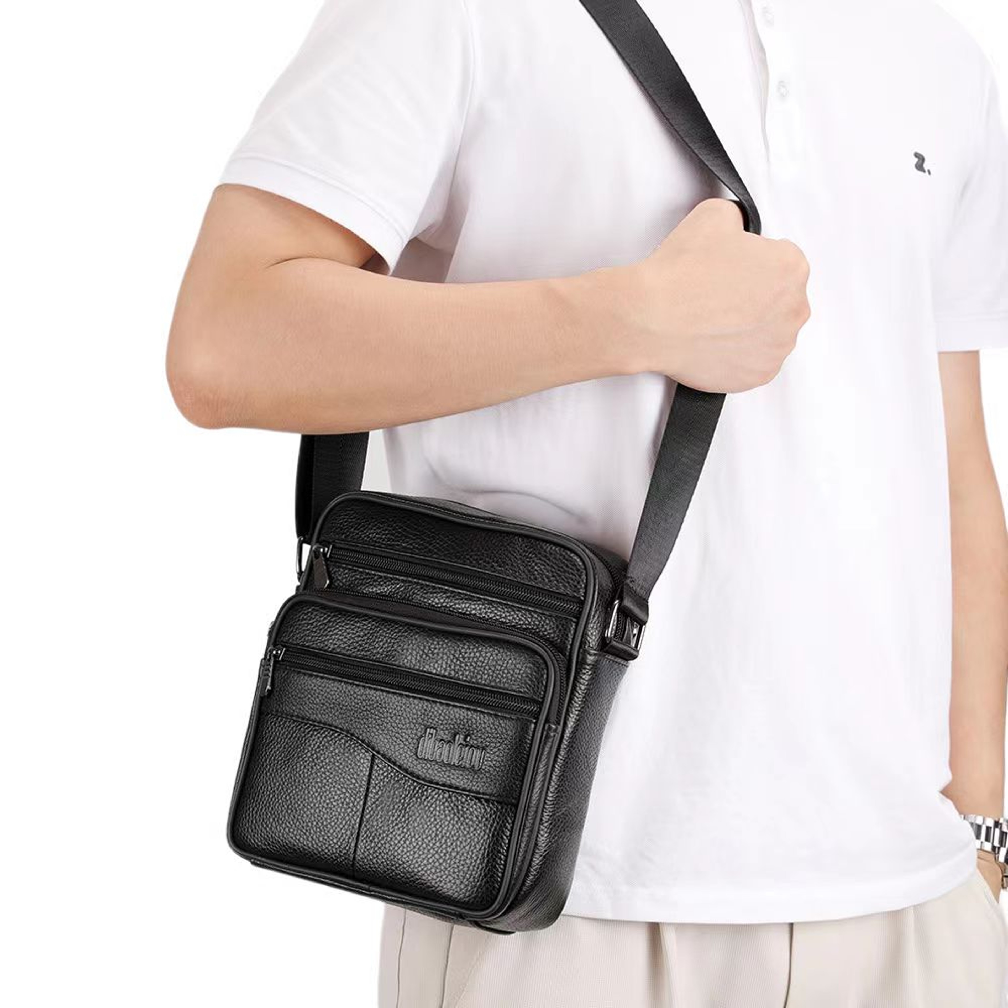 Premium Genuine Leather Messenger Bag for Men, back to school backpack, Large Business Crossbody Shoulder Tote – view 3
