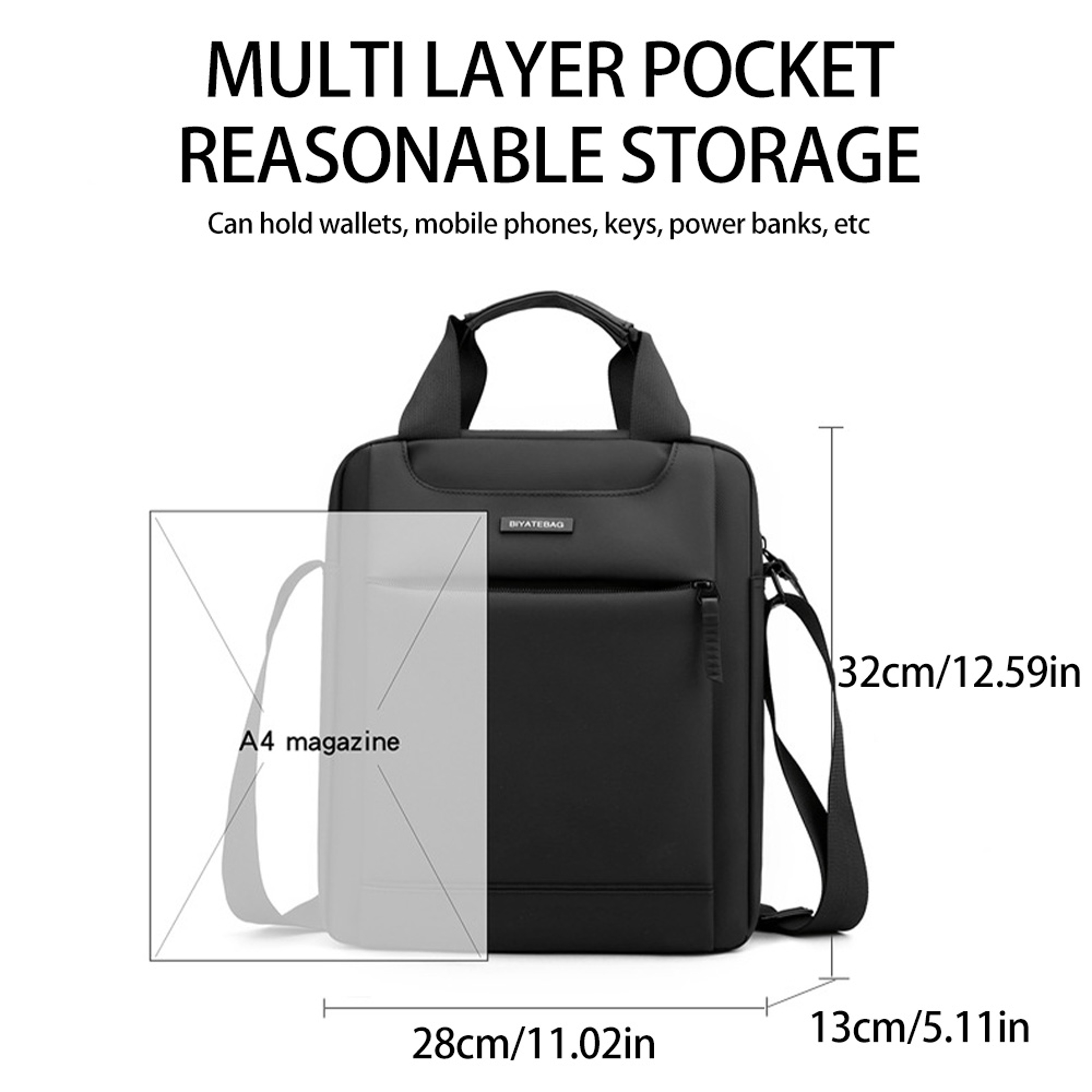 Mens Crossbody Shoulder Bag Minimalist Casual Business Travel Bag 5