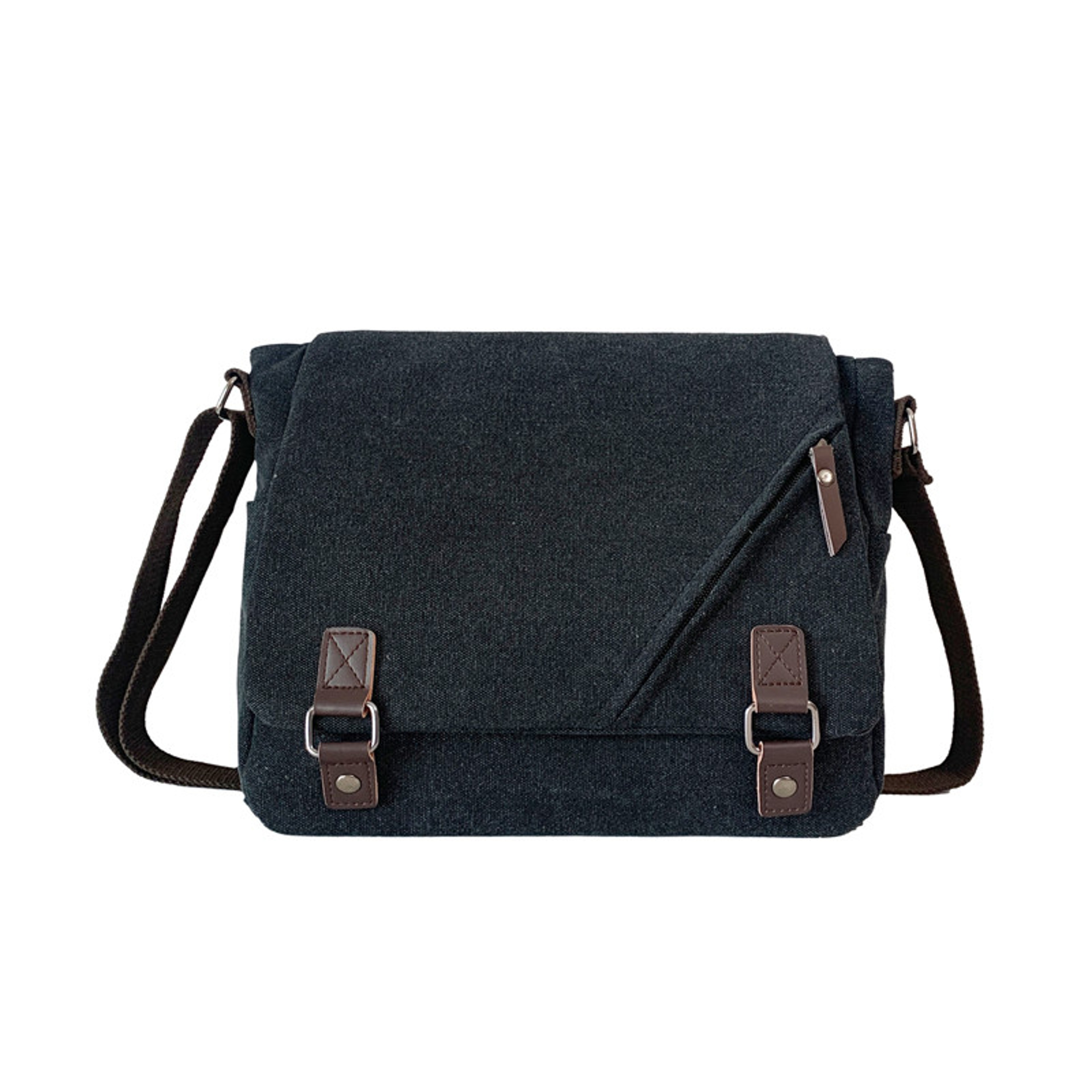 Men Canvas Messenger Bag Large Crossbody Shoulder Bag For Business Travel School 2
