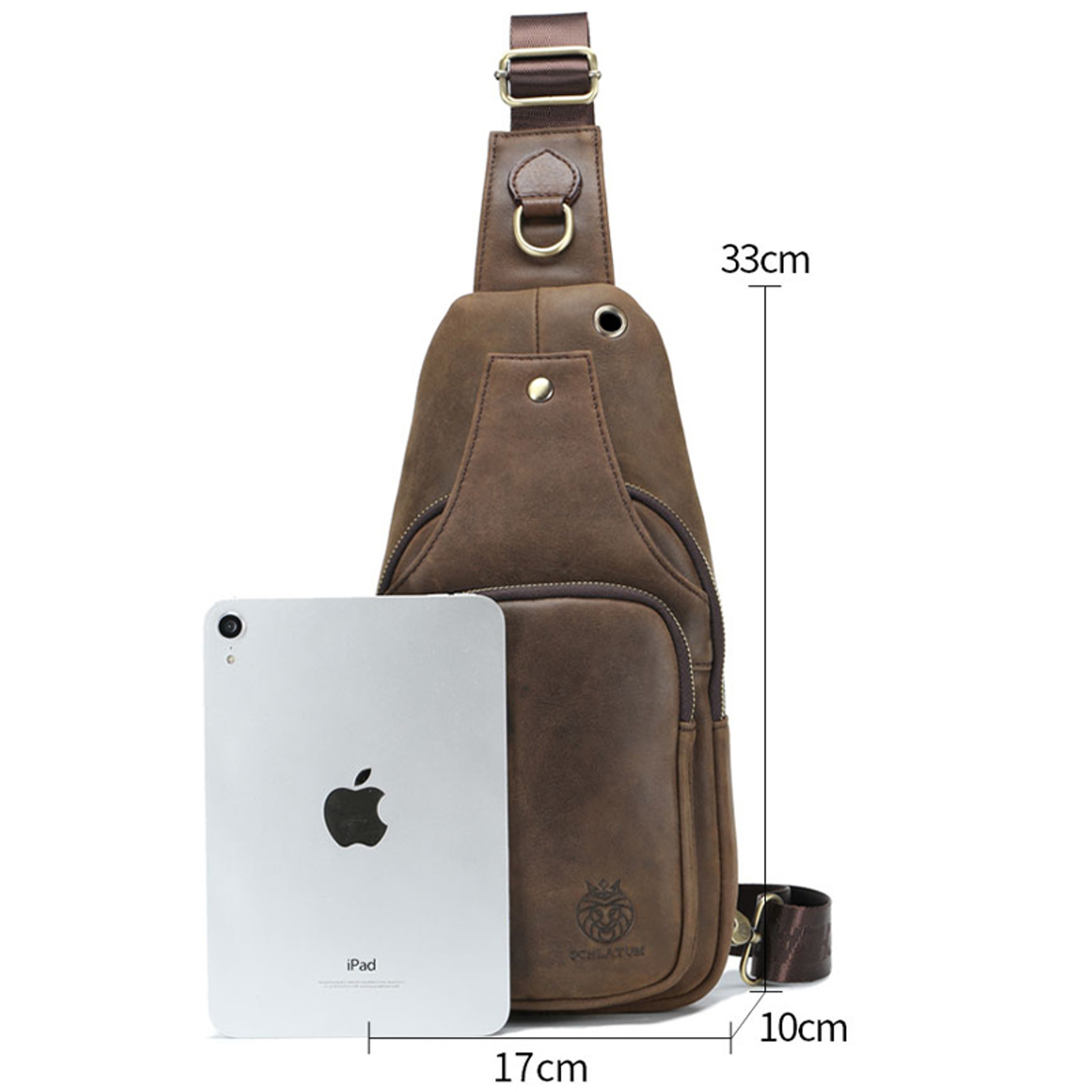 Genuine Leather Chest Bag Men Crossbody Sling Backpack Travel Shoulder Bag 8