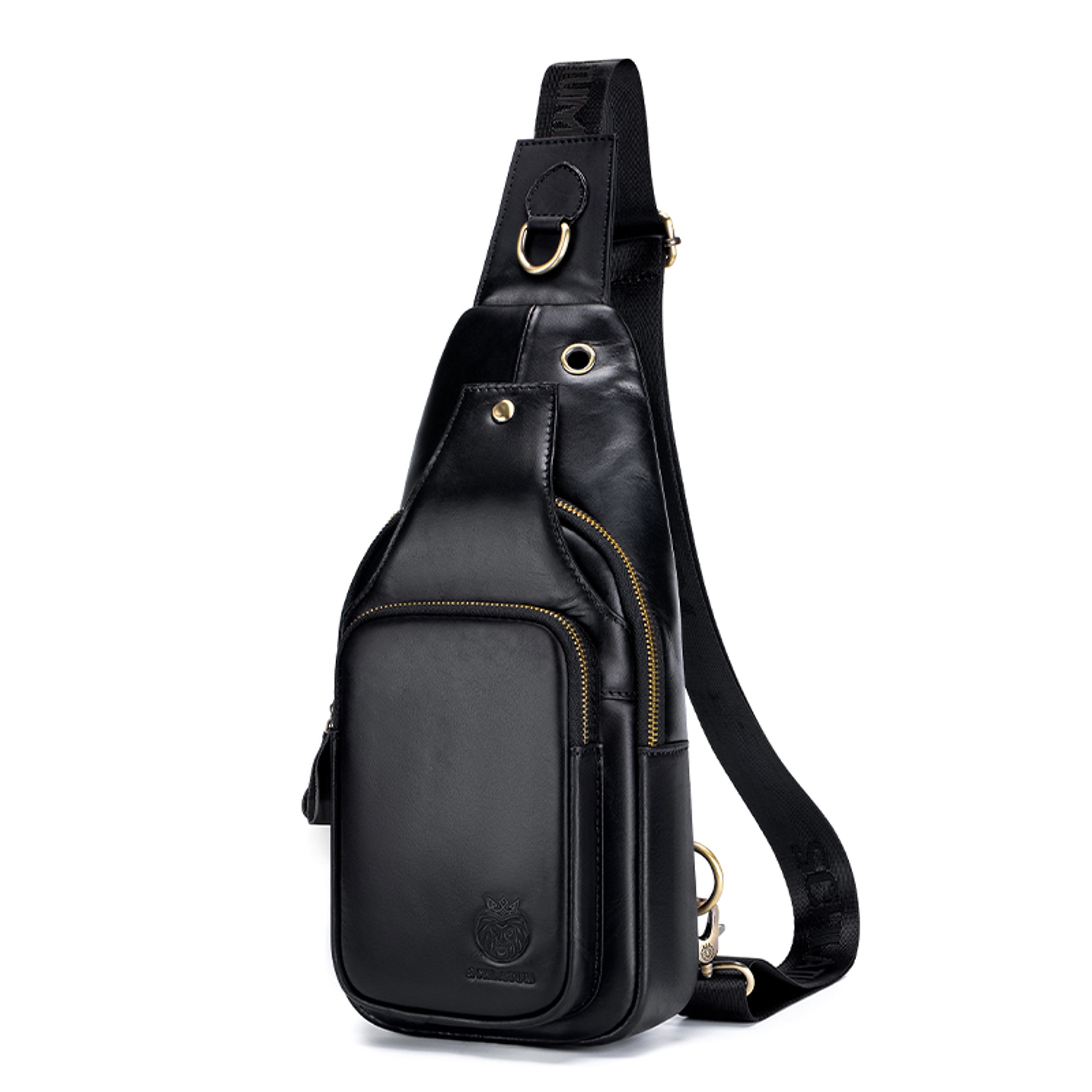 Genuine Leather Chest Bag Men Crossbody Sling Backpack Travel Shoulder Bag 3
