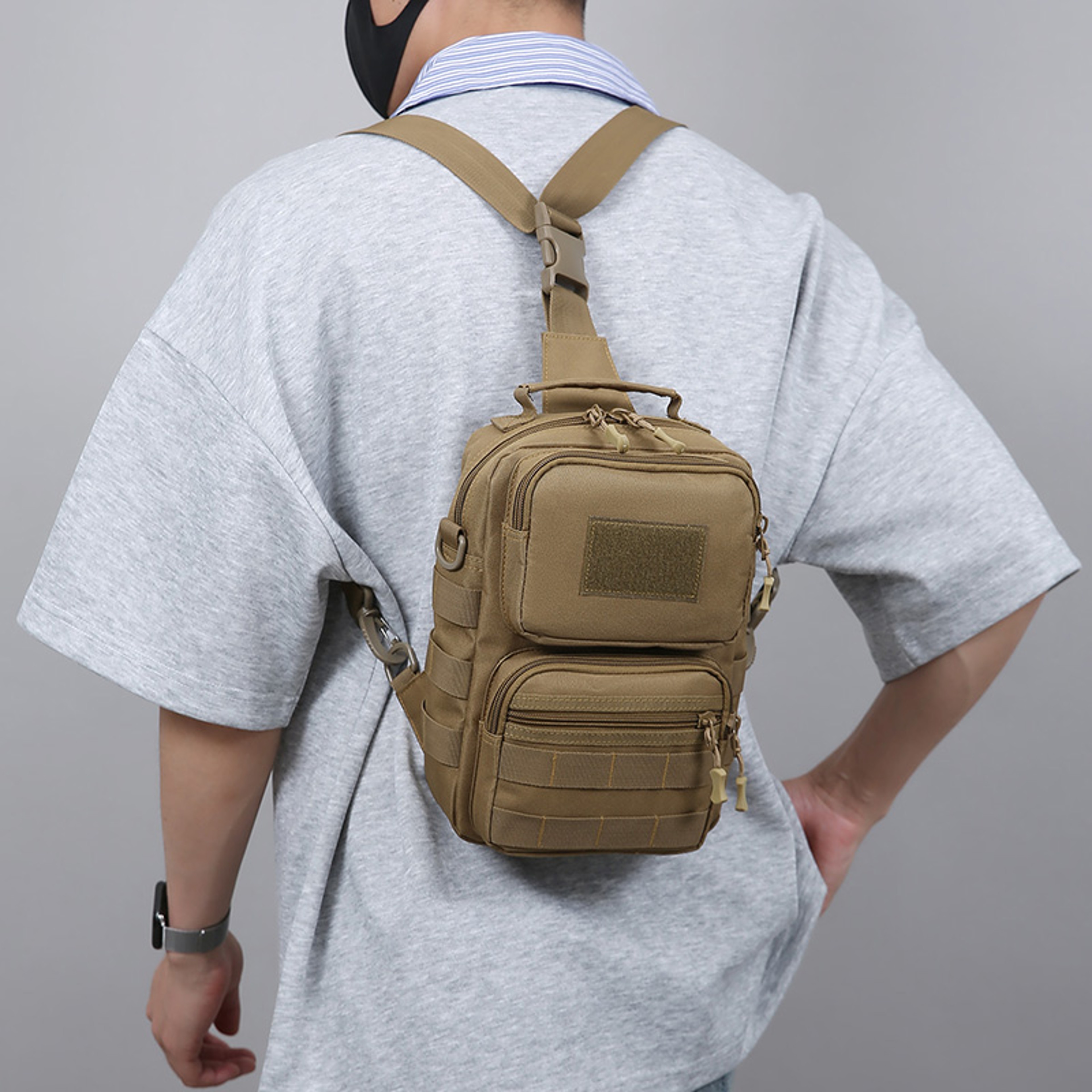Men Tactical Fishing Chest Bag Outdoor Sling Shoulder Bag Durable Crossbody Pack For Hiking Camping 6