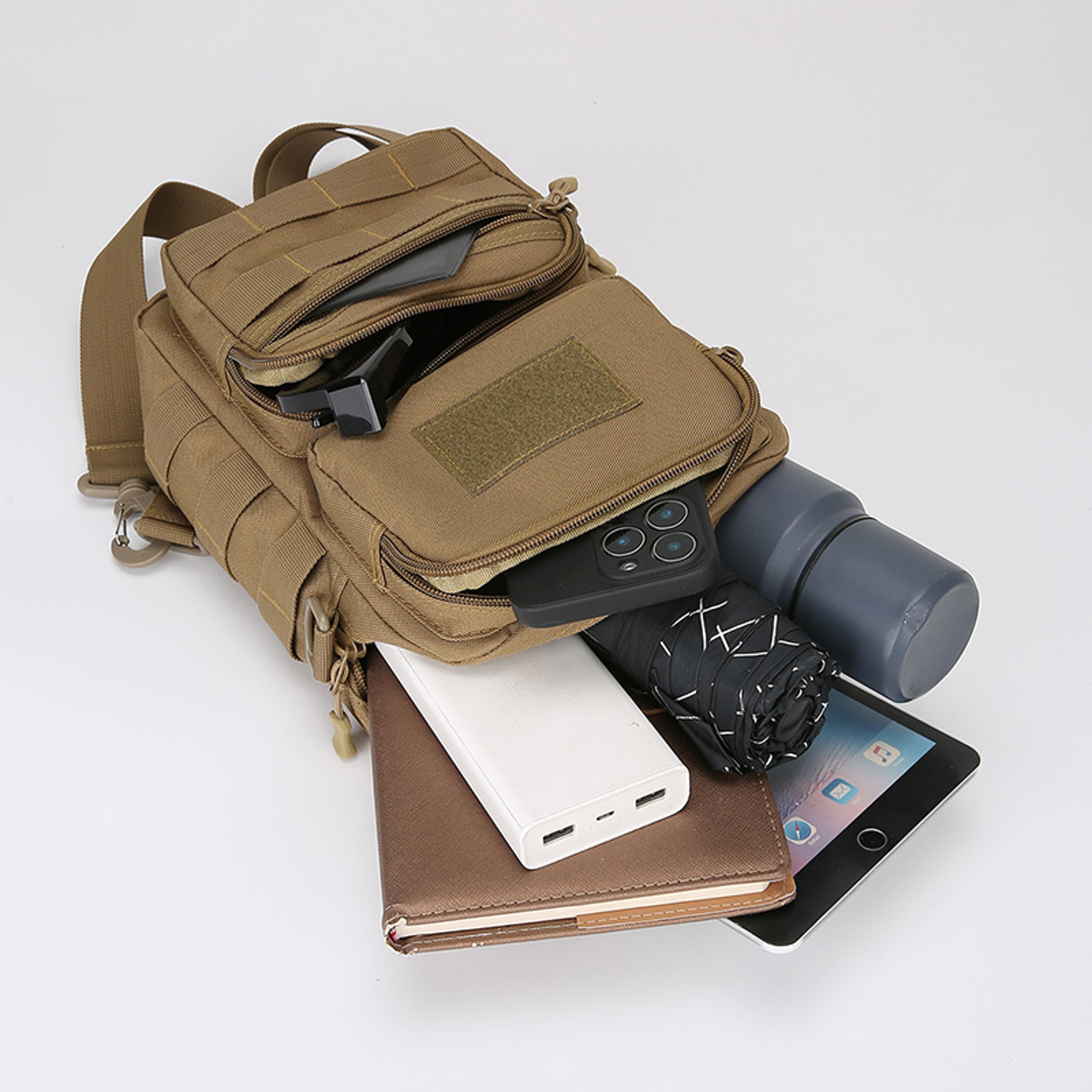 Men Tactical Fishing Chest Bag Outdoor Sling Shoulder Bag Durable Crossbody Pack For Hiking Camping 7