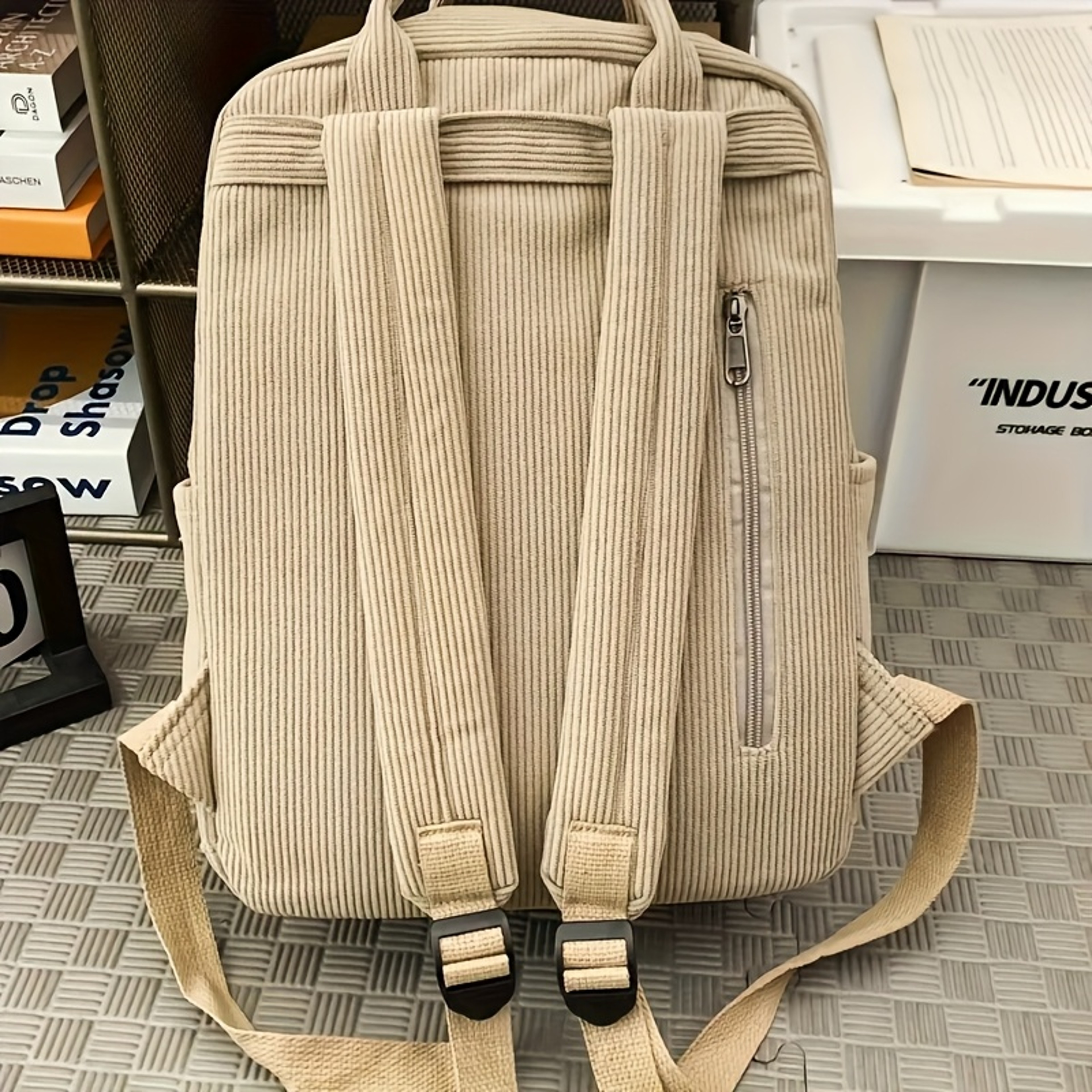 Corduroy Laptop Backpack For Teens School Backpack With Laptop Compartment College Book Bag 5
