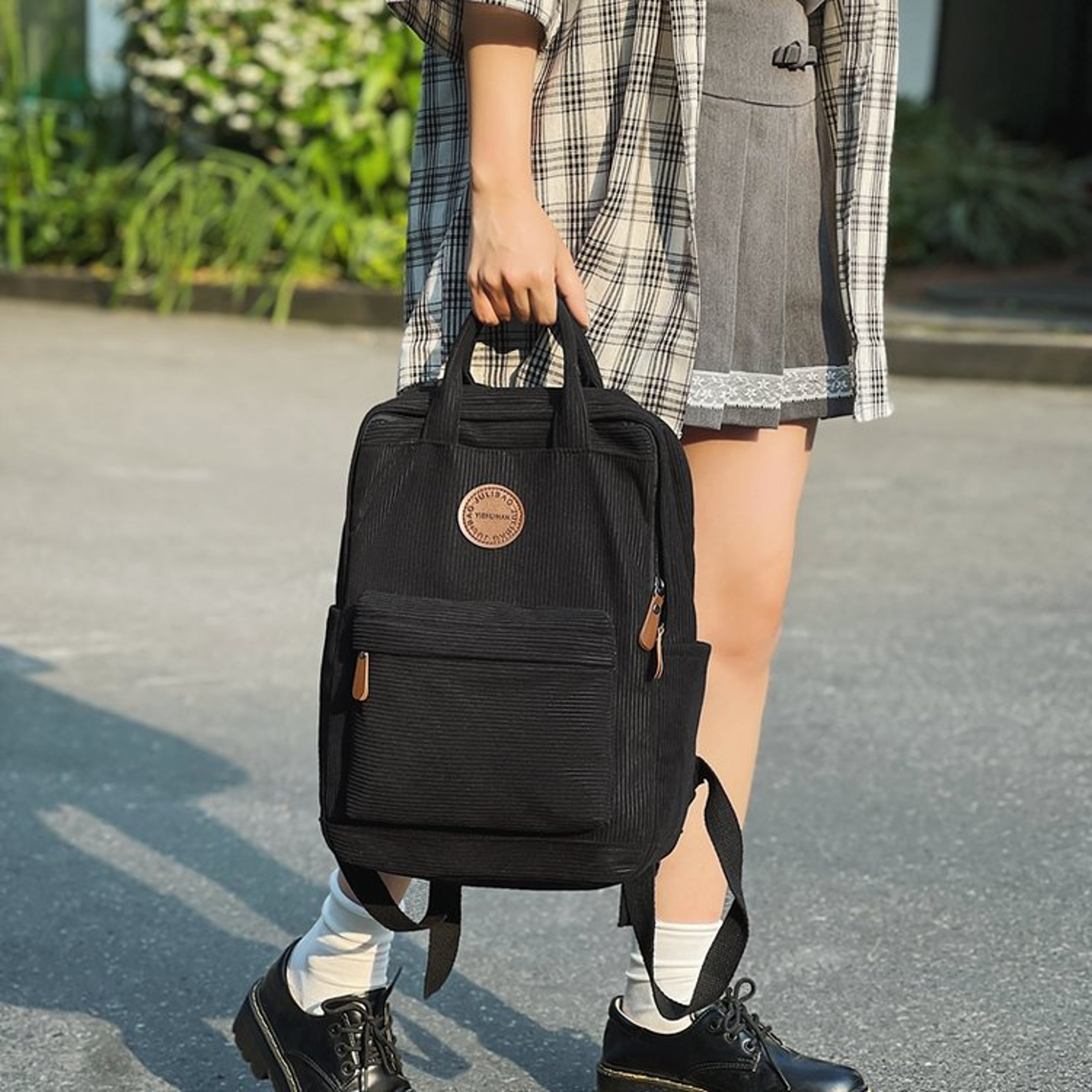 Corduroy Laptop Backpack For Teens School Backpack With Laptop Compartment College Book Bag 8