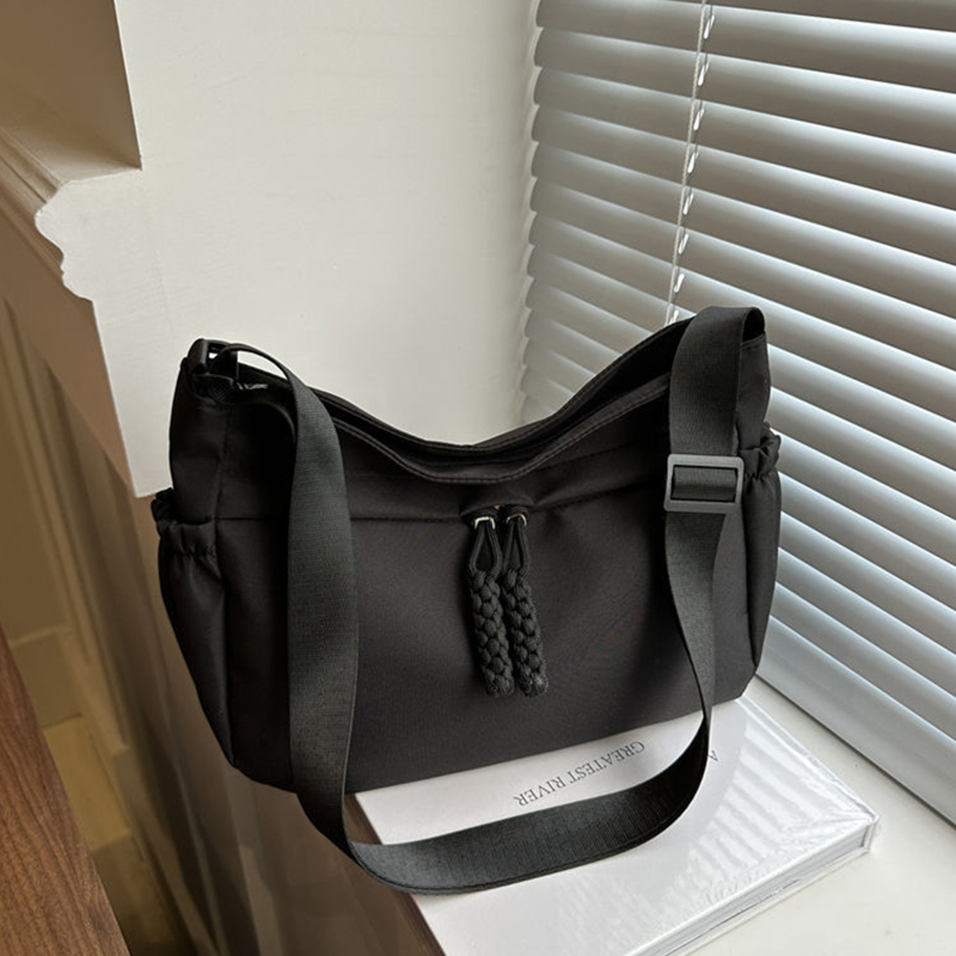 Womens Nylon Crossbody Bag Large Capacity Hobo Shoulder Purse Adjustable Strap Everyday Handbag 0