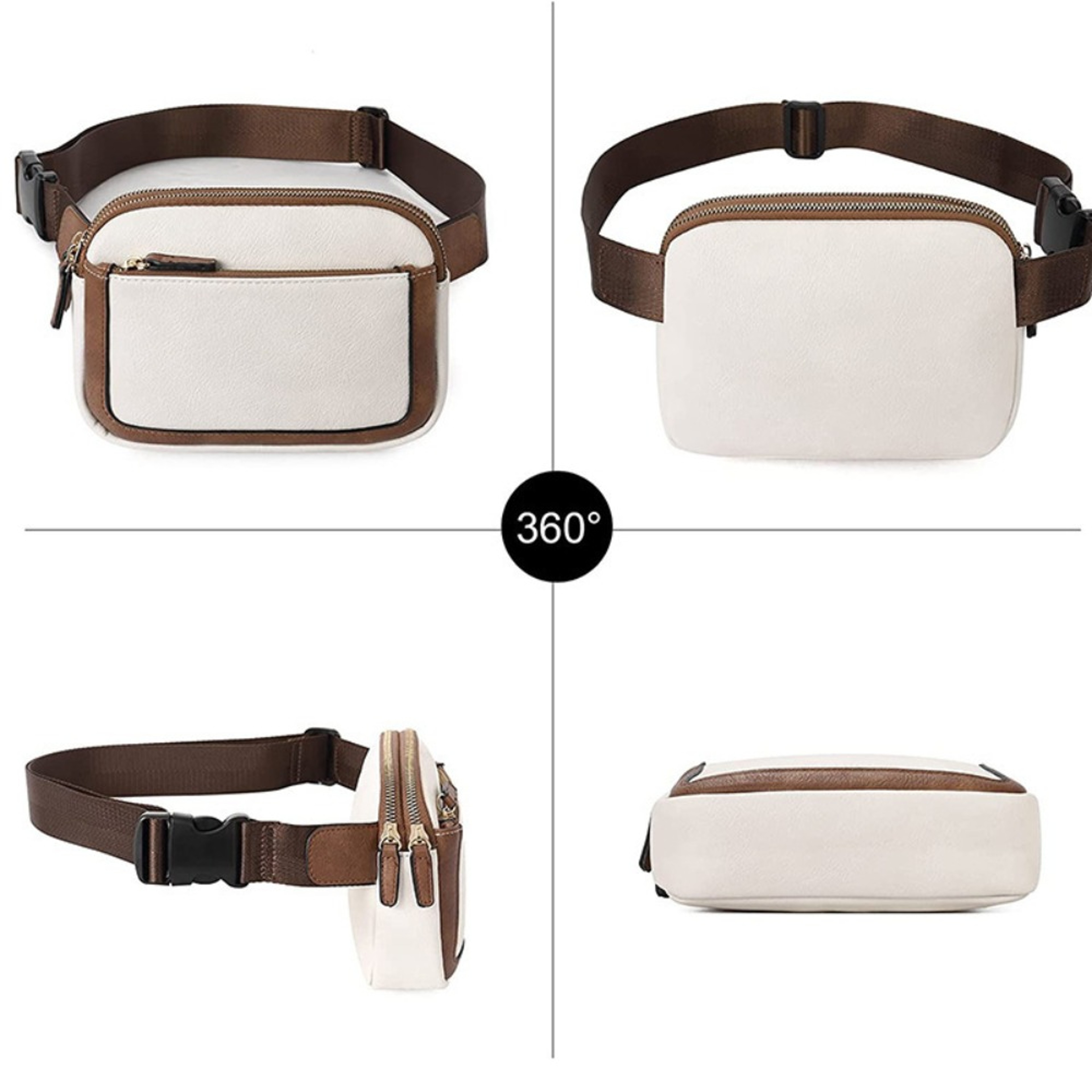 Korean Style Womens Crossbody Bag PU Leather Fanny Pack Adjustable Chest Sling Waist Bag 4