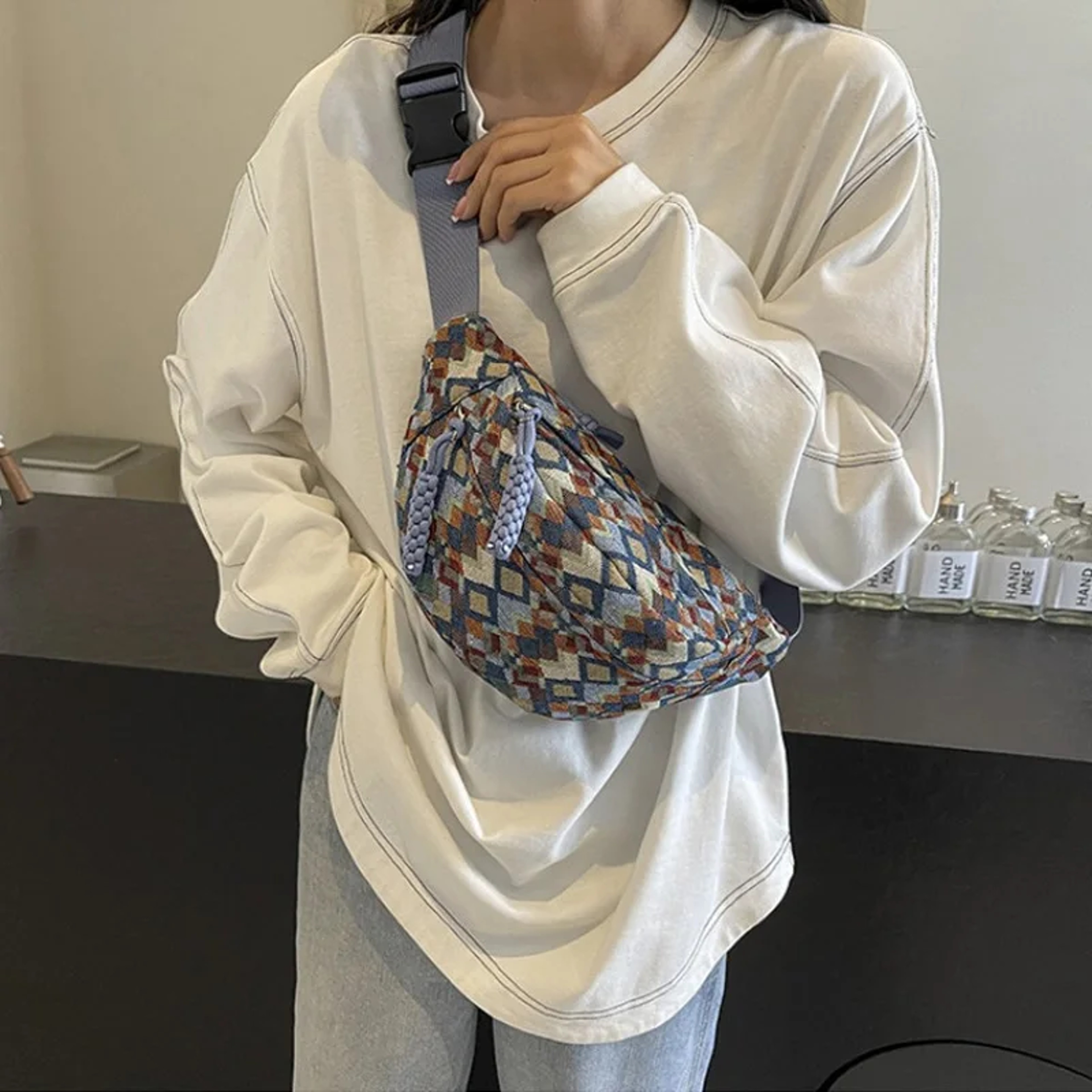 Boho Corduroy Belt Bag For Women Crossbody Fanny Pack Casual Waist And Chest Sling Bag 5