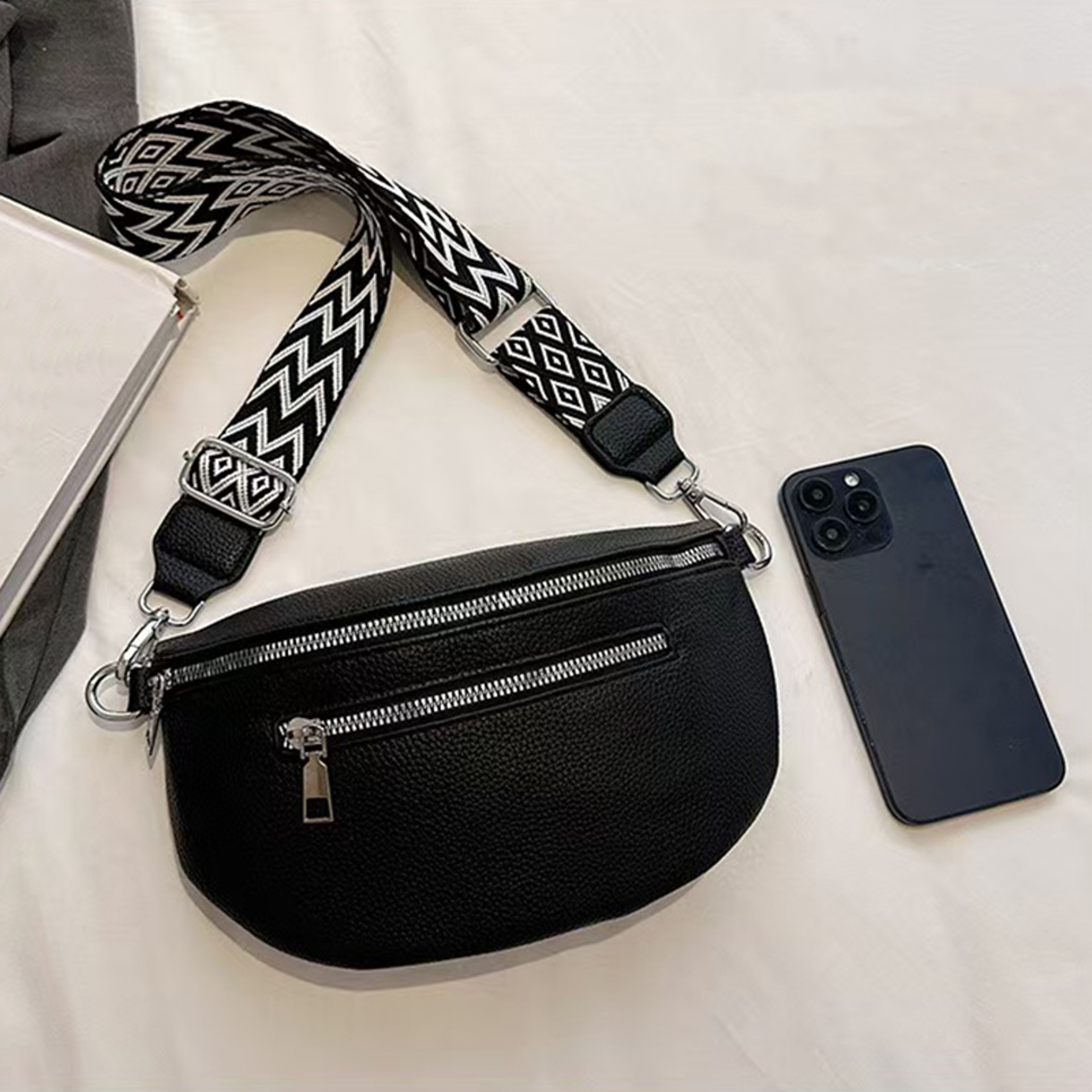 Neutral Rectangular Crossbody Bag For Men Women With Detachable Shoulder Strap 1