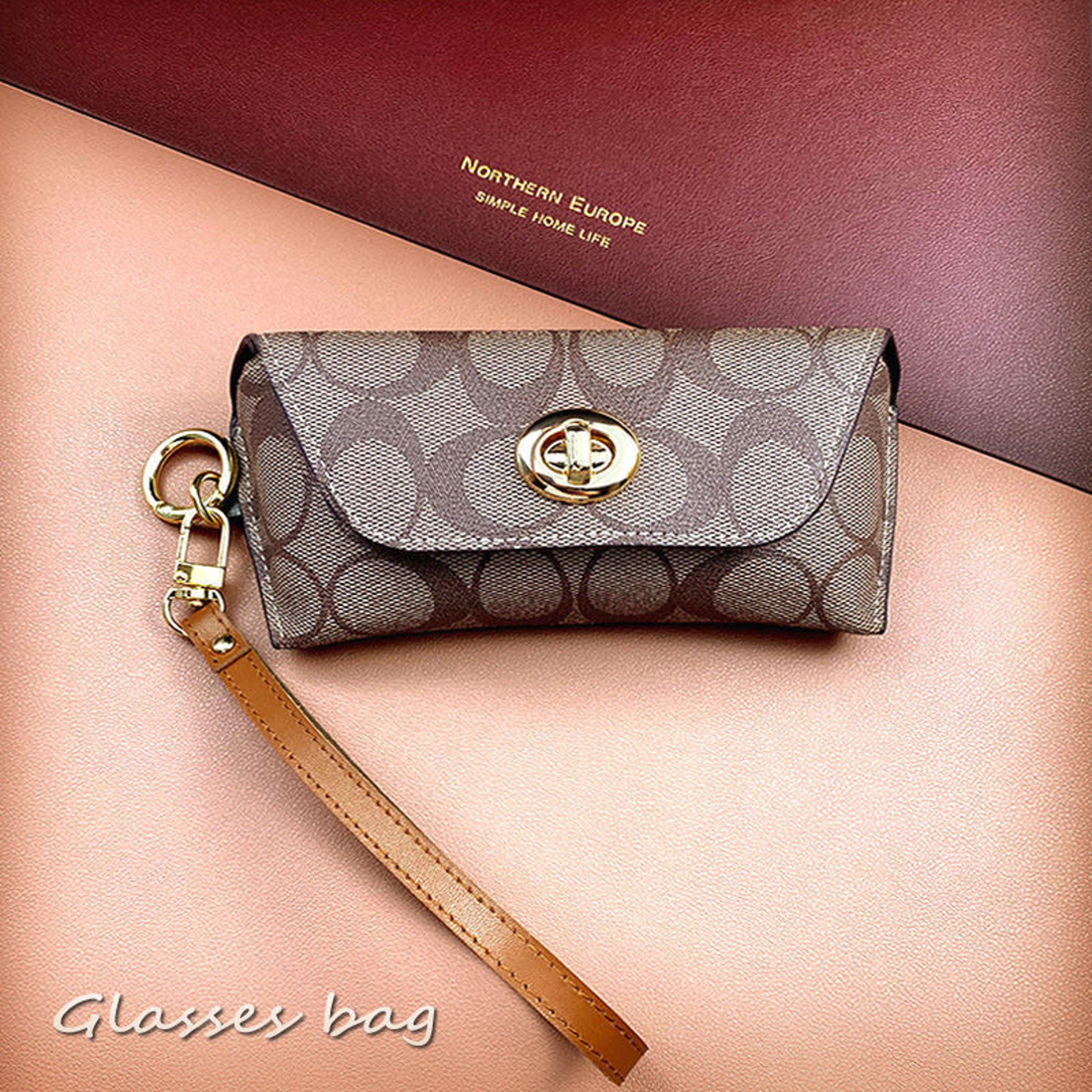 Retro Leather Eyeglasses Case Pouch With Gold Charm Accent 3