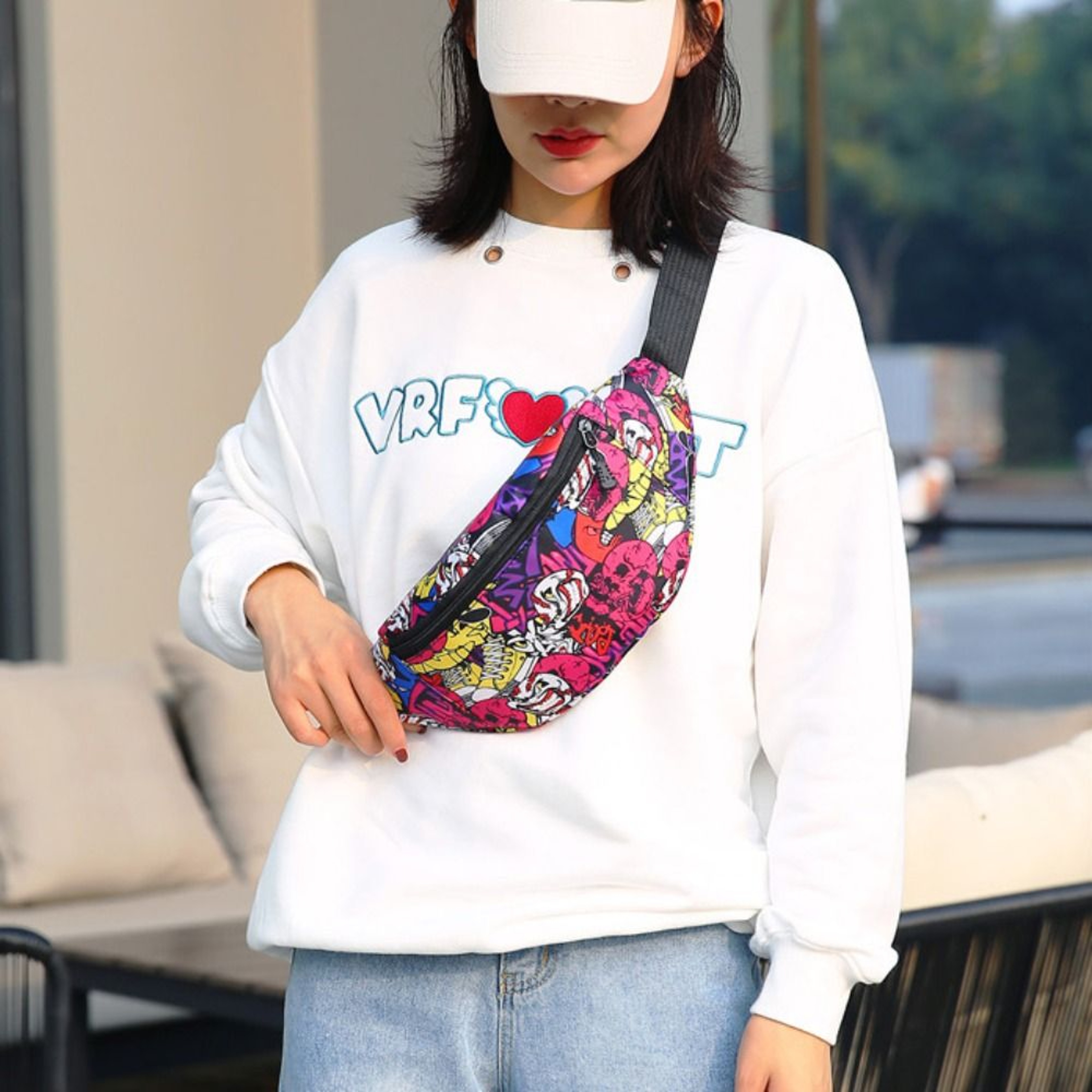 Vibrant Floral Waterproof Fanny Pack Large Capacity Travel Crossbody Bag 6