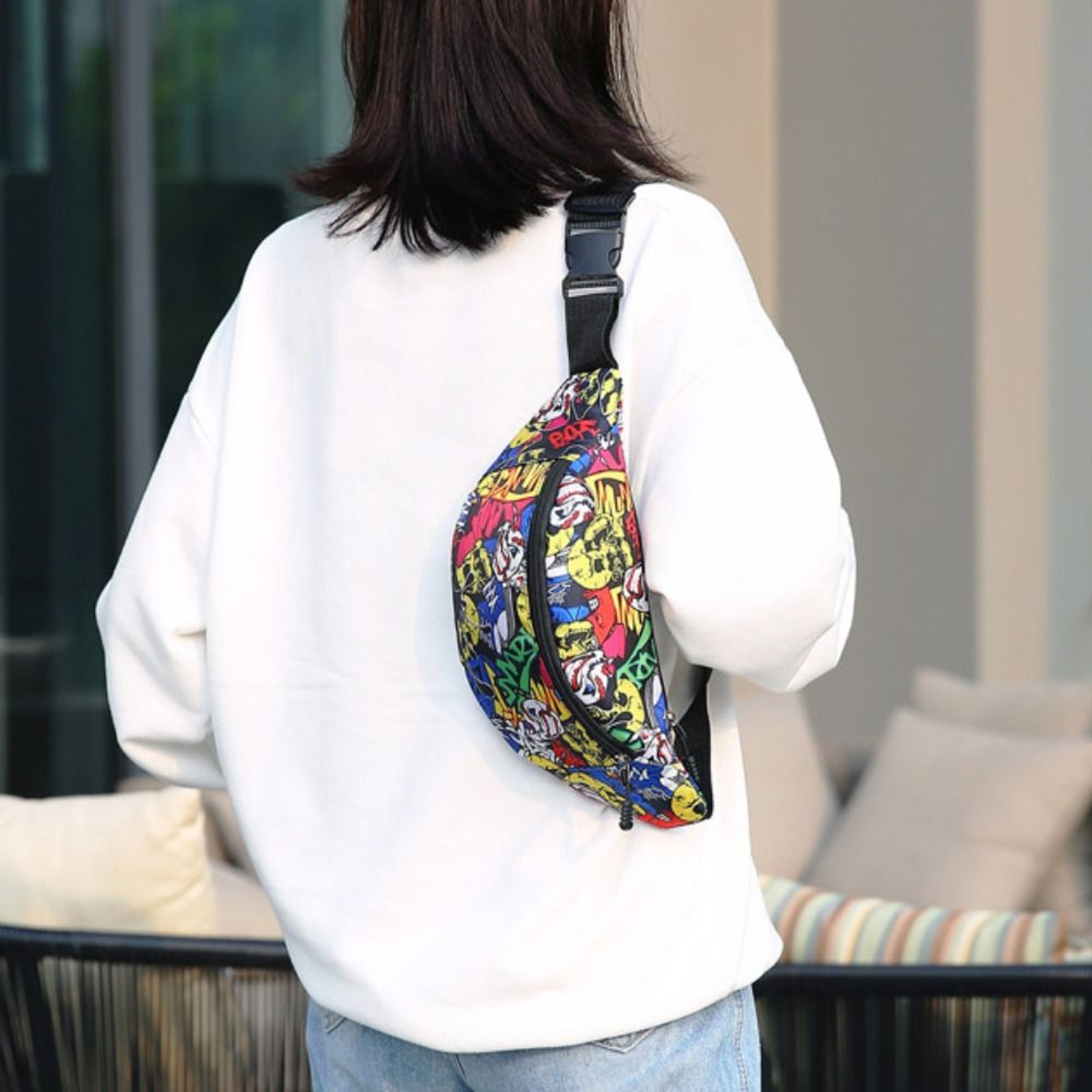Vibrant Floral Waterproof Fanny Pack Large Capacity Travel Crossbody Bag 7