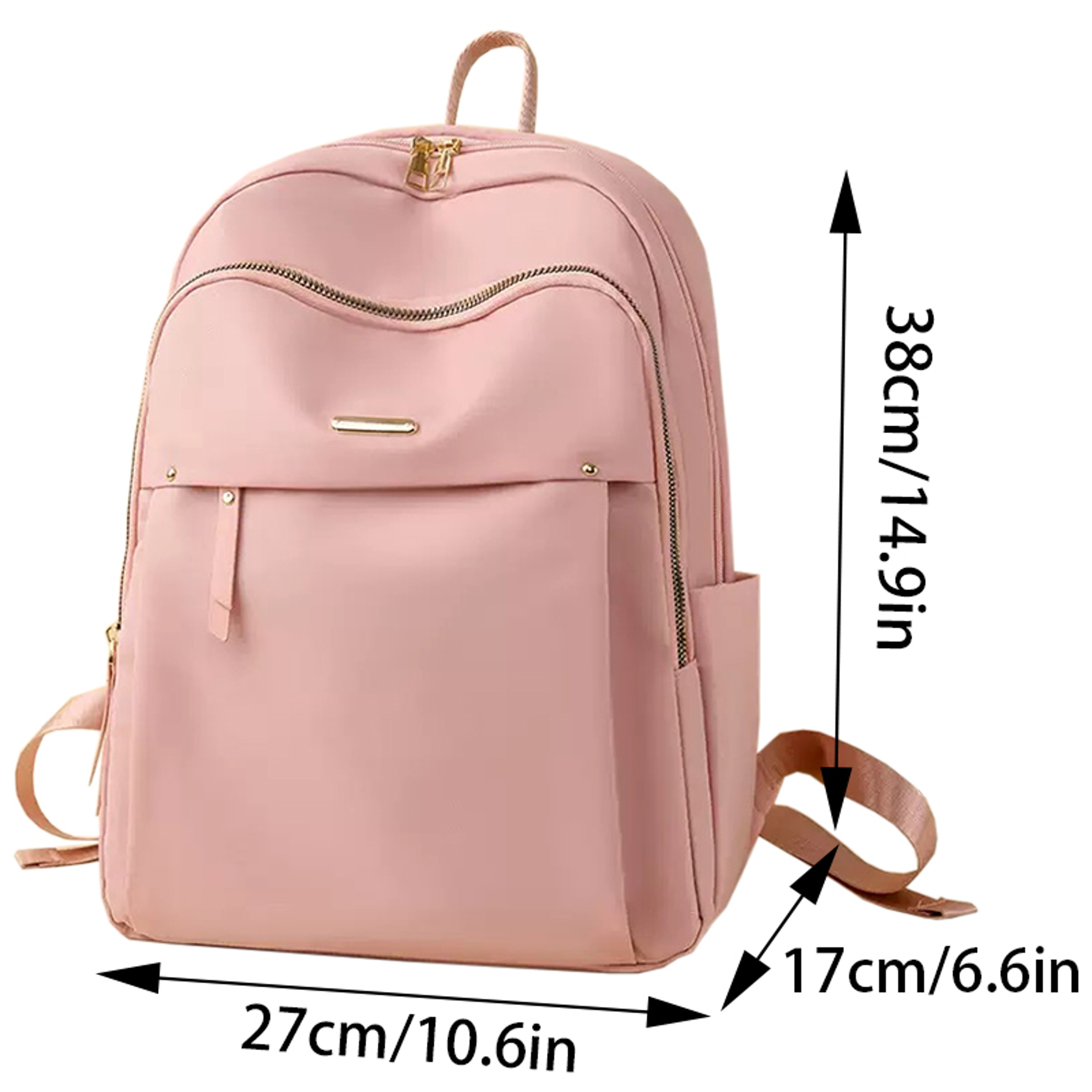 Lightweight Waterproof Nylon Travel Backpack For Women With Gold Zippers 4