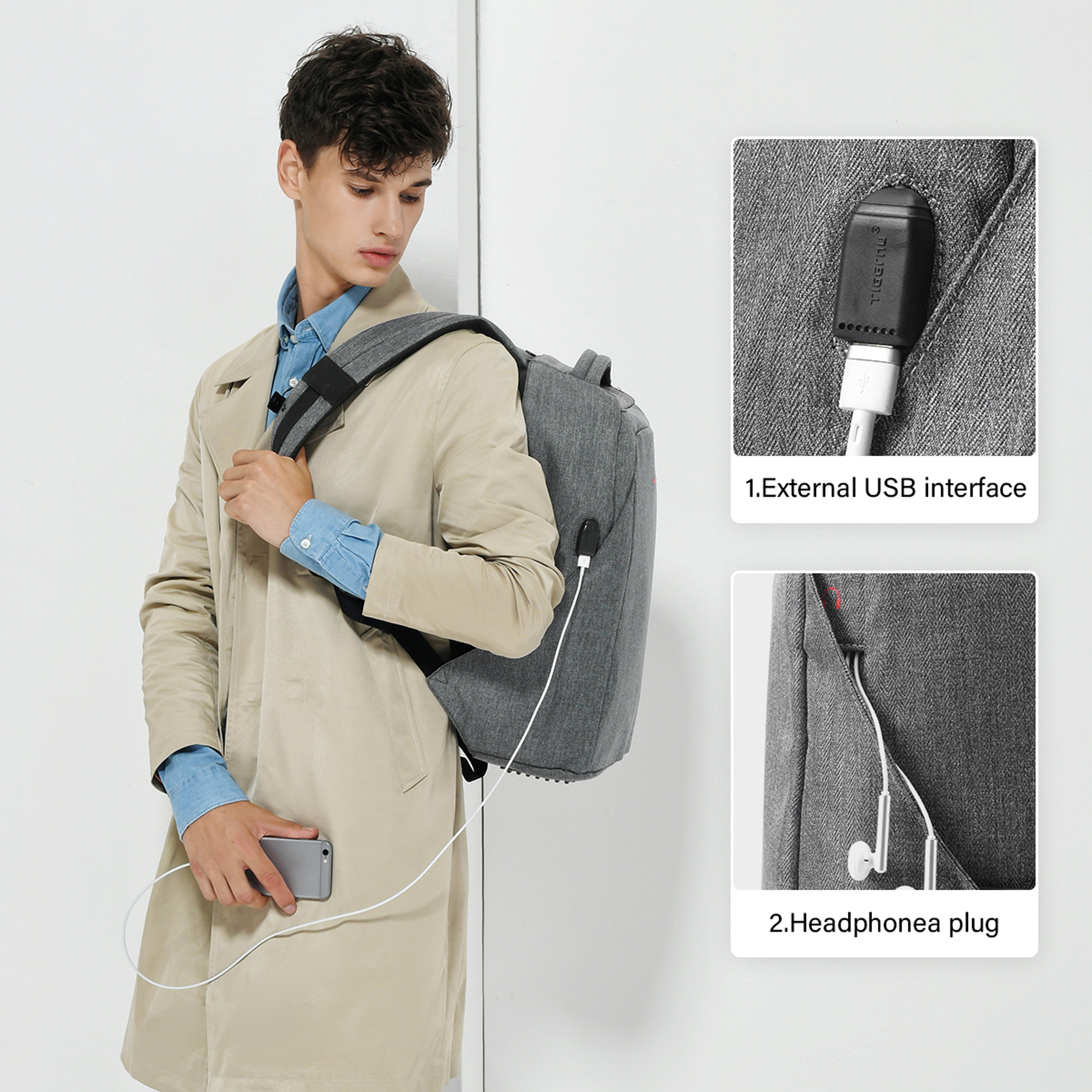 Anti Theft Laptop Backpack USB Travel School Bag For Men 1