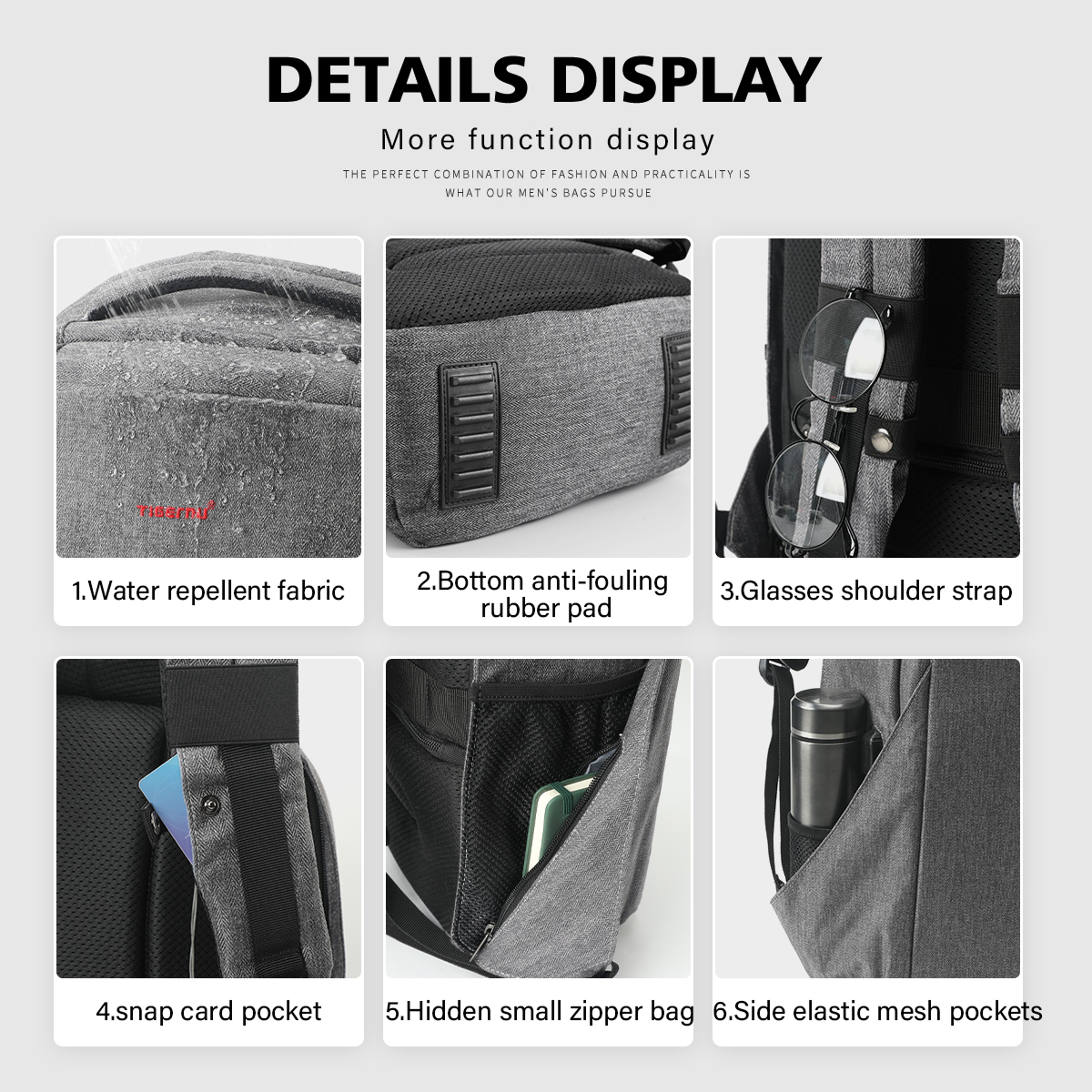 Anti Theft Laptop Backpack USB Travel School Bag For Men 3
