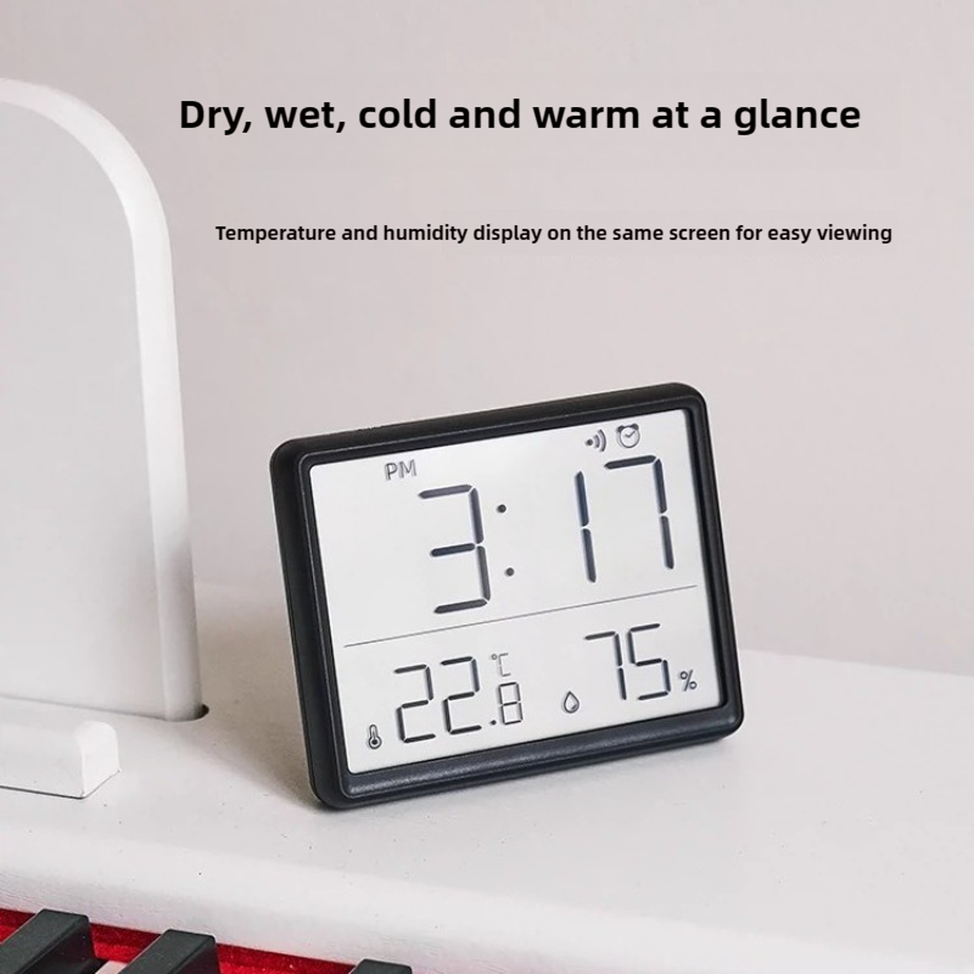 Smart Digital Alarm Clock With Temperature Humidity Display Ultra Thin Wall Or Desk Clock 4