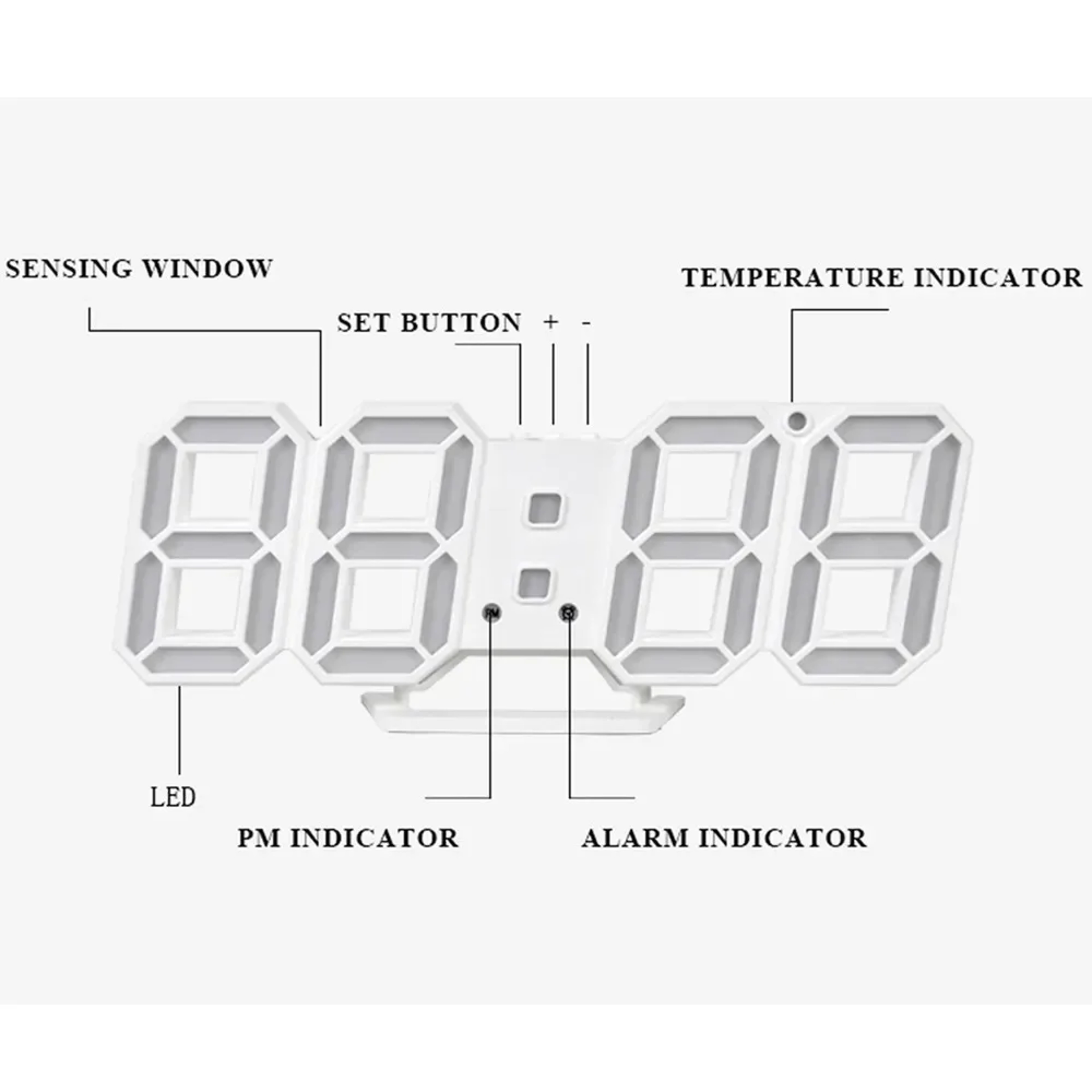 Modern Digital Wall Clock LED Desk Clock With Alarm Temperature Display For Bedroom Living Room Off 8