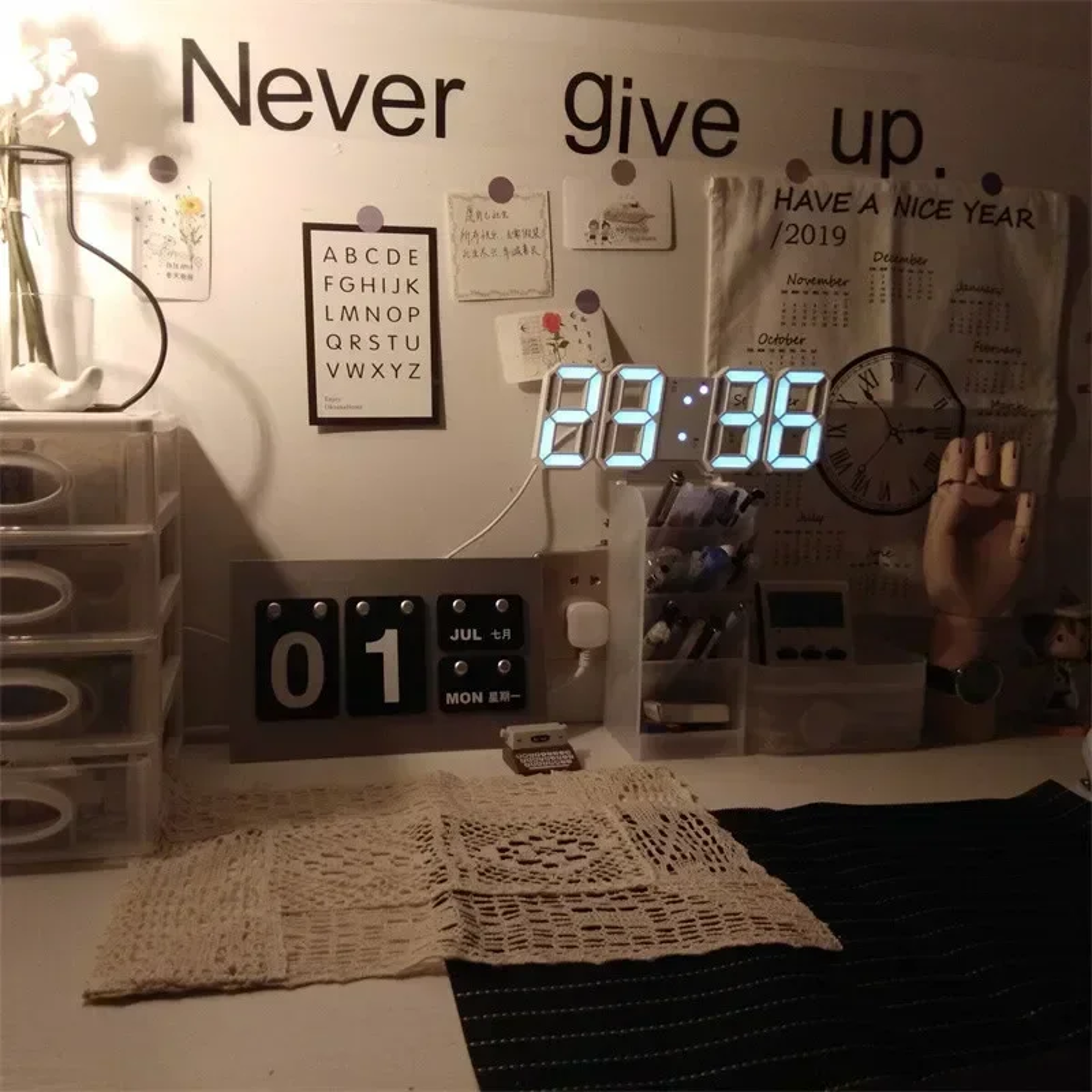 LED Digital Wall Clock With Alarm Modern Wall Clock LED Desk Clock For Bedroom Living Room Office 3