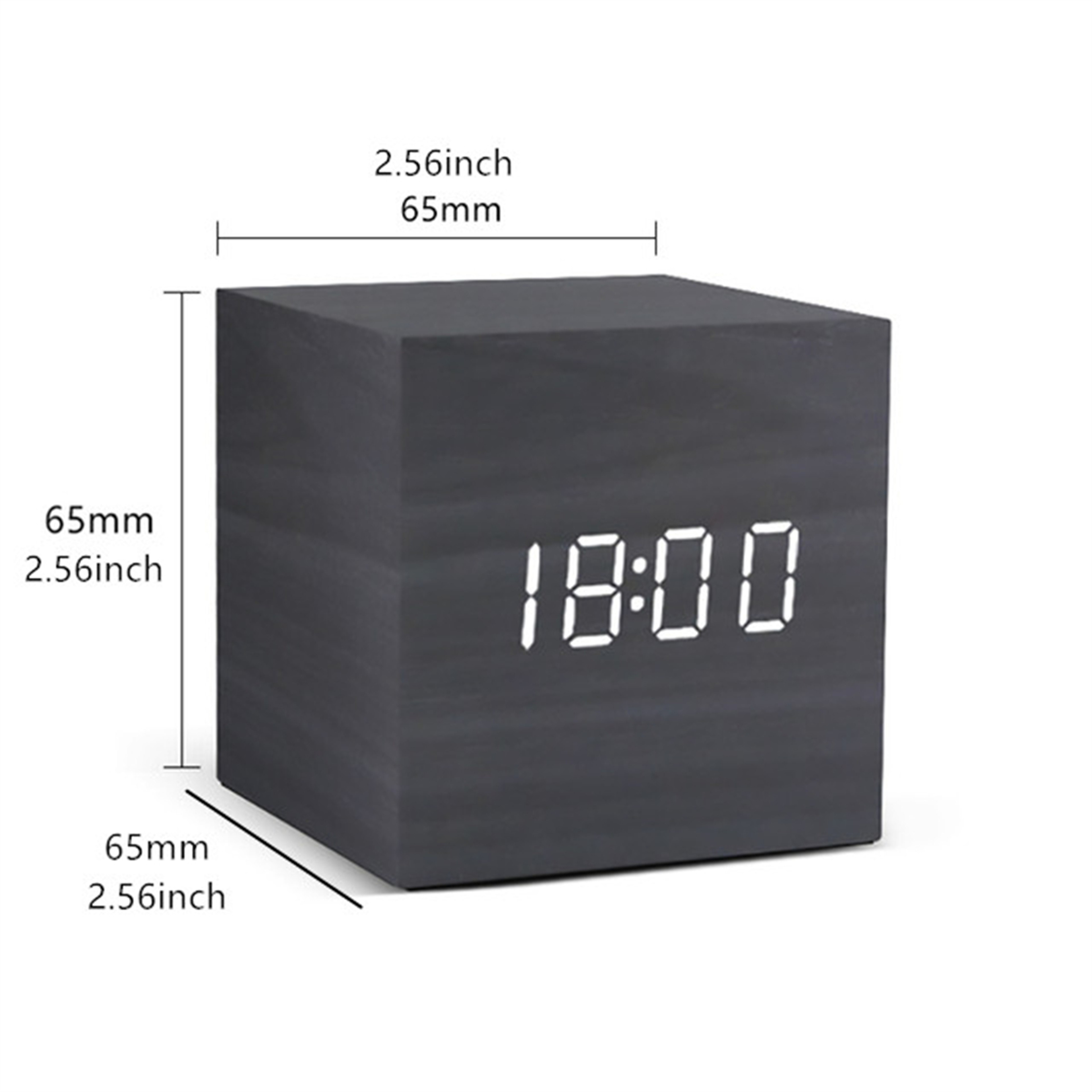 Wooden LED Alarm Clock With Voice Control Digital Wood Desk Clock Modern Bedside Snooze Clock 4