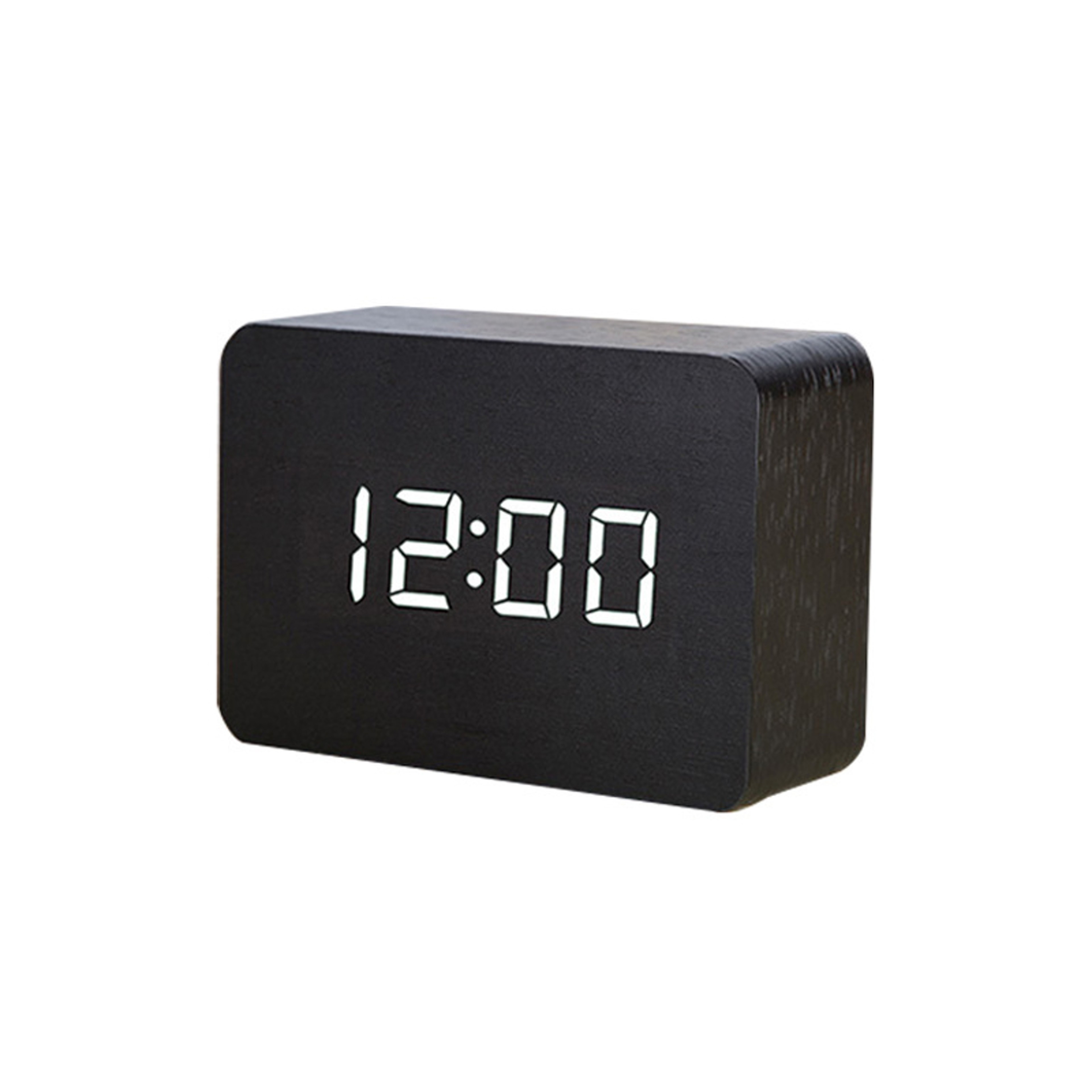 Wooden LED Alarm Clock Digital Wooden Clock Voice Control LED Desk Clock For Bedroom Office Home De 1