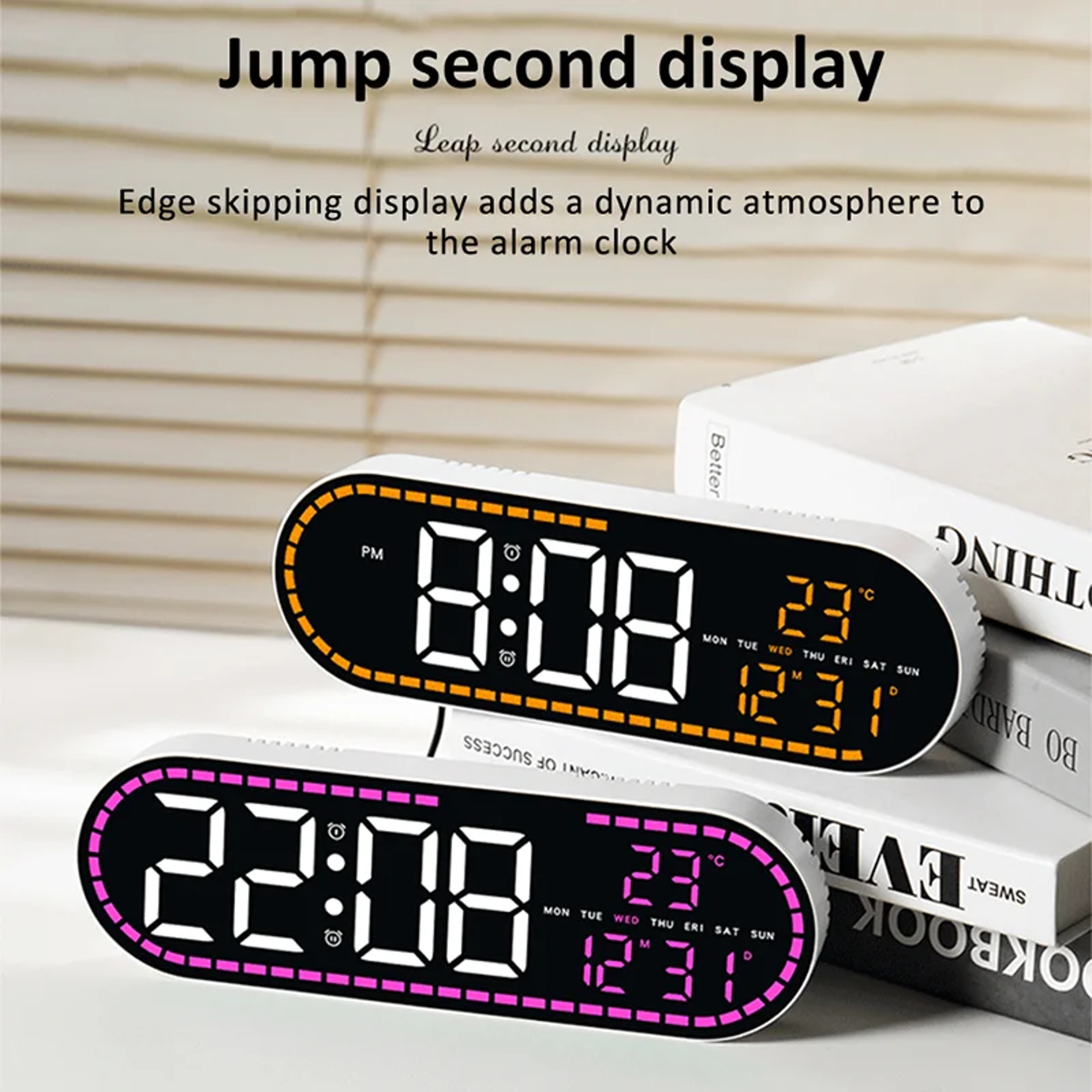 Digital LED Wall Clock With Dual Alarm Large Display Clock Temperature Date Calendar For Bedroom Of 6