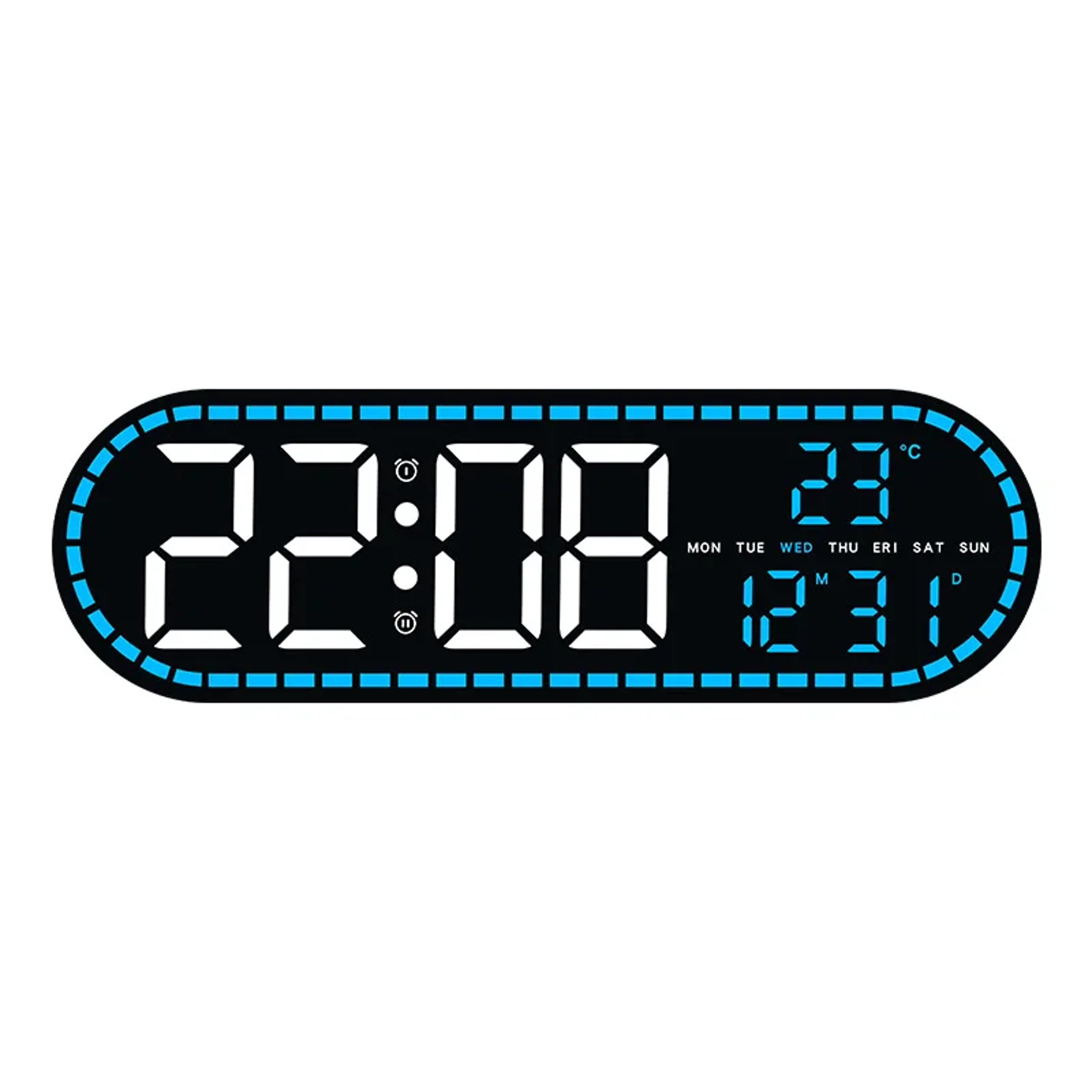 Digital LED Wall Clock With Dual Alarm Large Display Clock Temperature Date Calendar For Bedroom Of 1