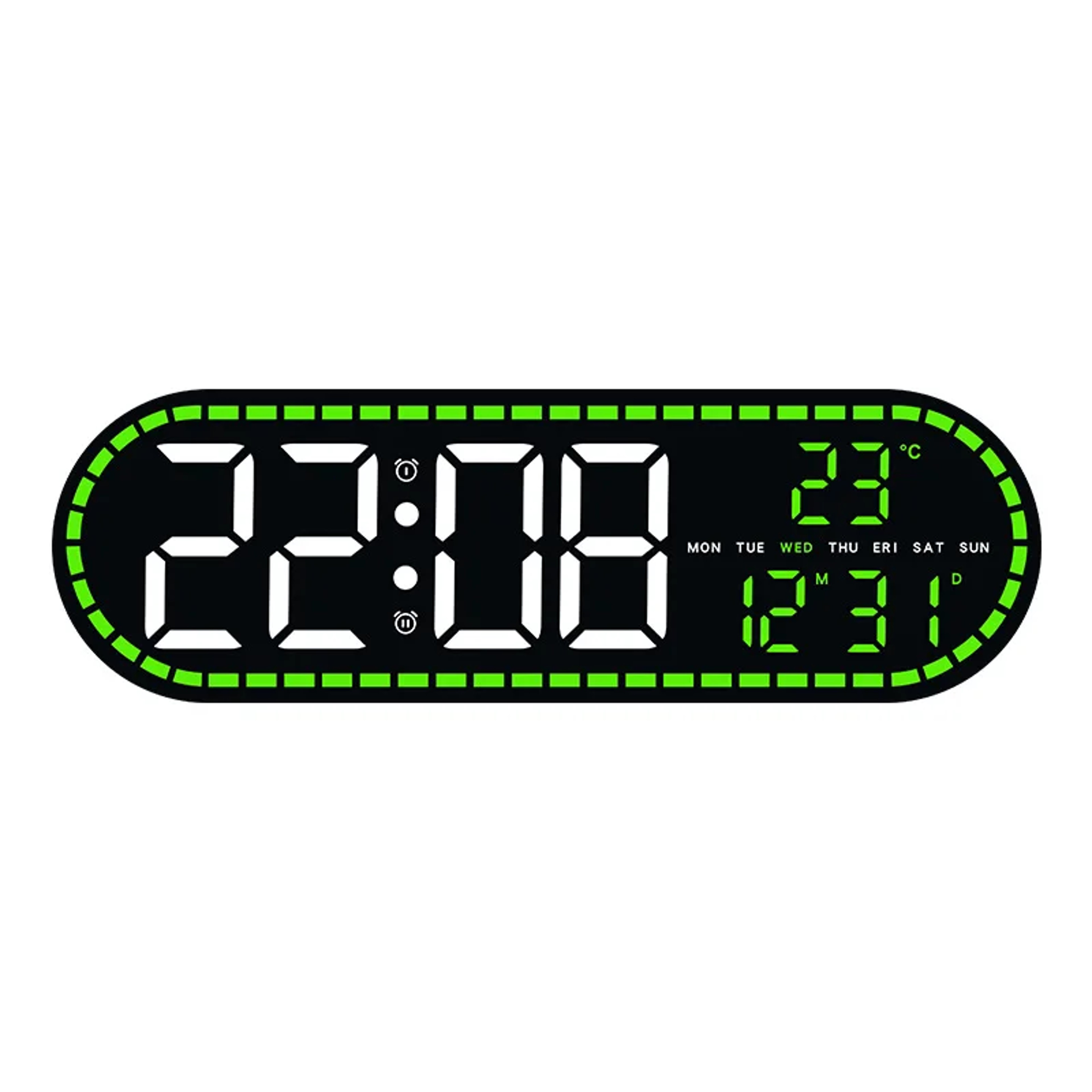 Digital LED Wall Clock With Dual Alarm Large Display Clock Temperature Date Calendar For Bedroom Of 2