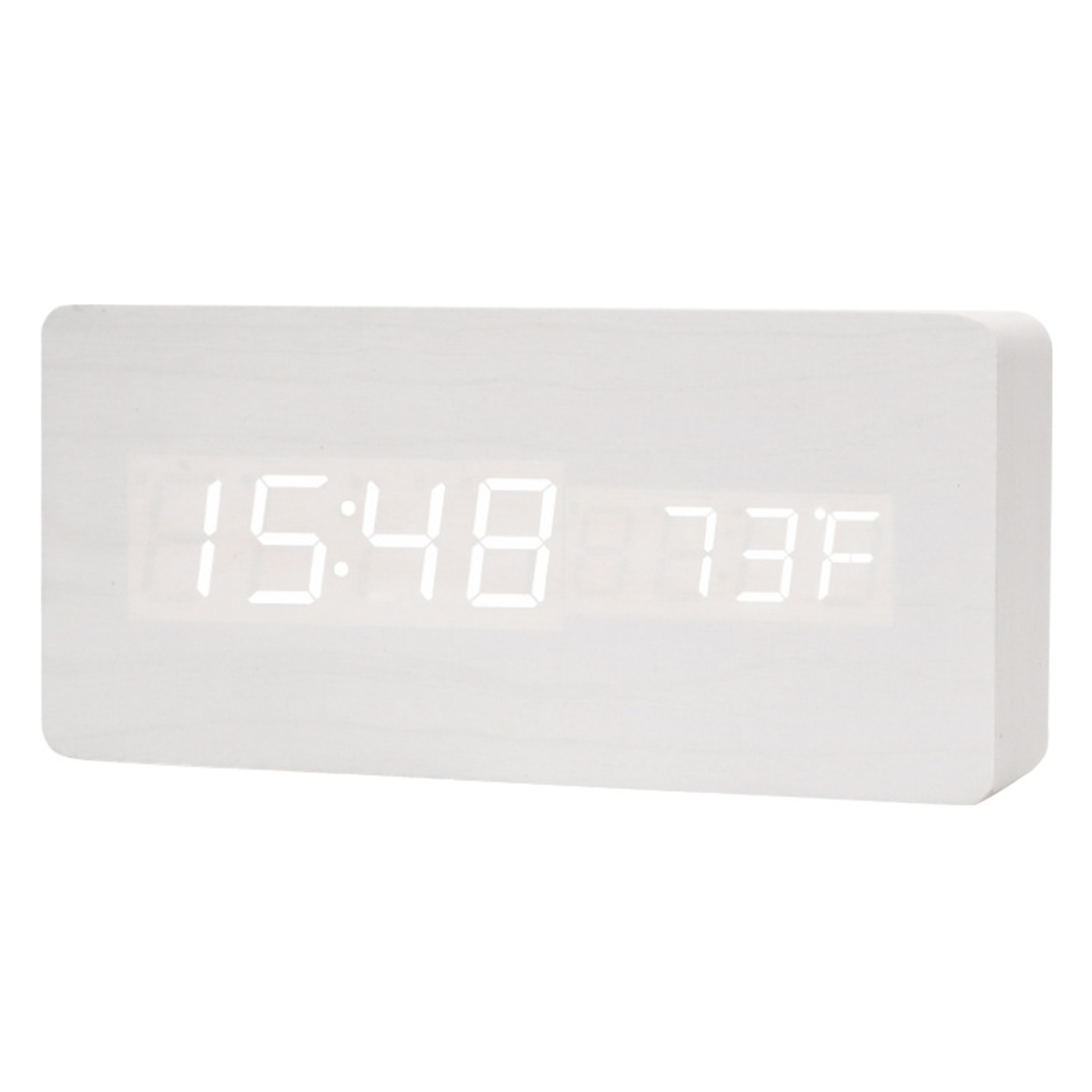 Wooden LED Alarm Clock With Voice Control Digital Desk Clock For Bedroom Office Home Decor 1