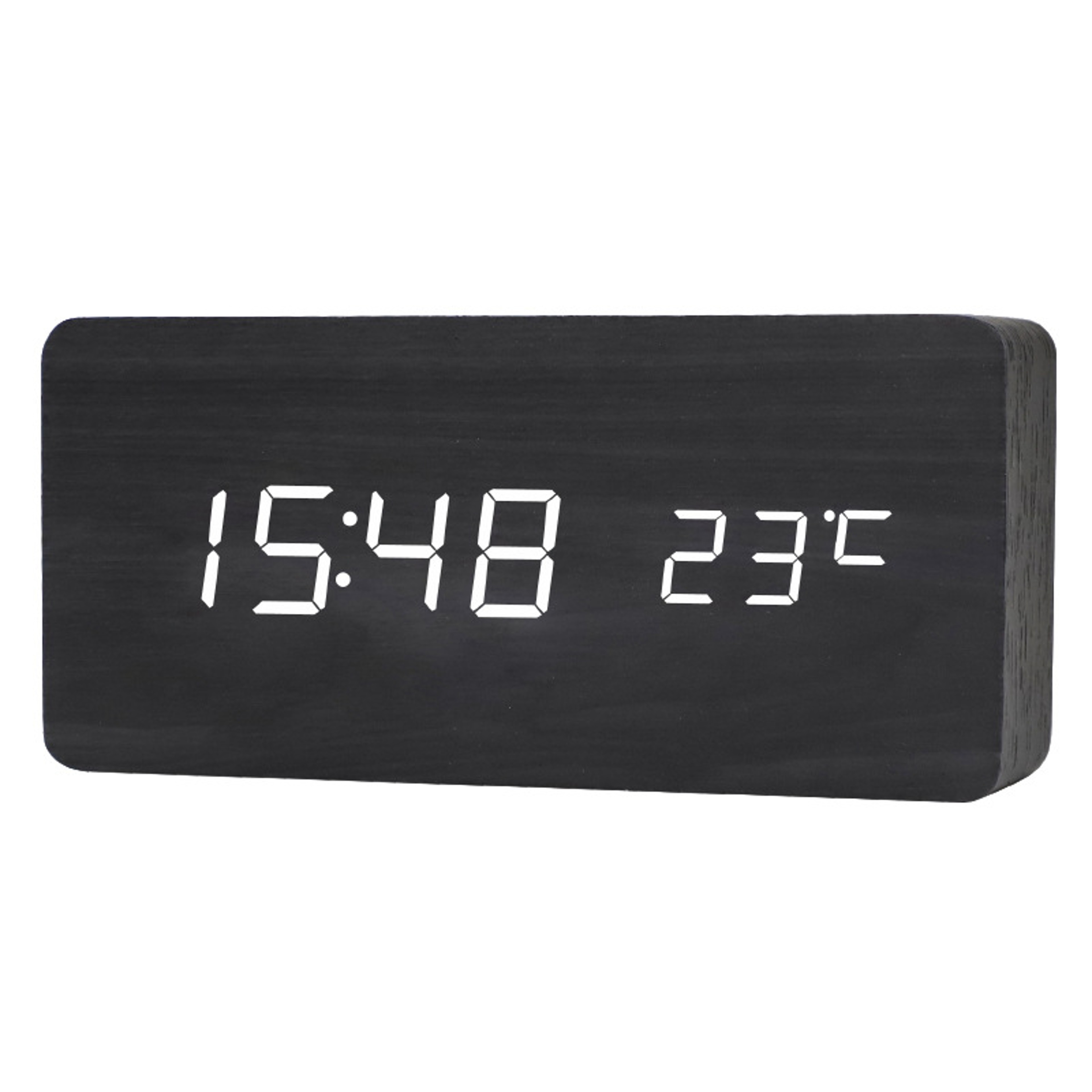 Wooden LED Alarm Clock With Voice Control Digital Desk Clock For Bedroom Office Home Decor 2