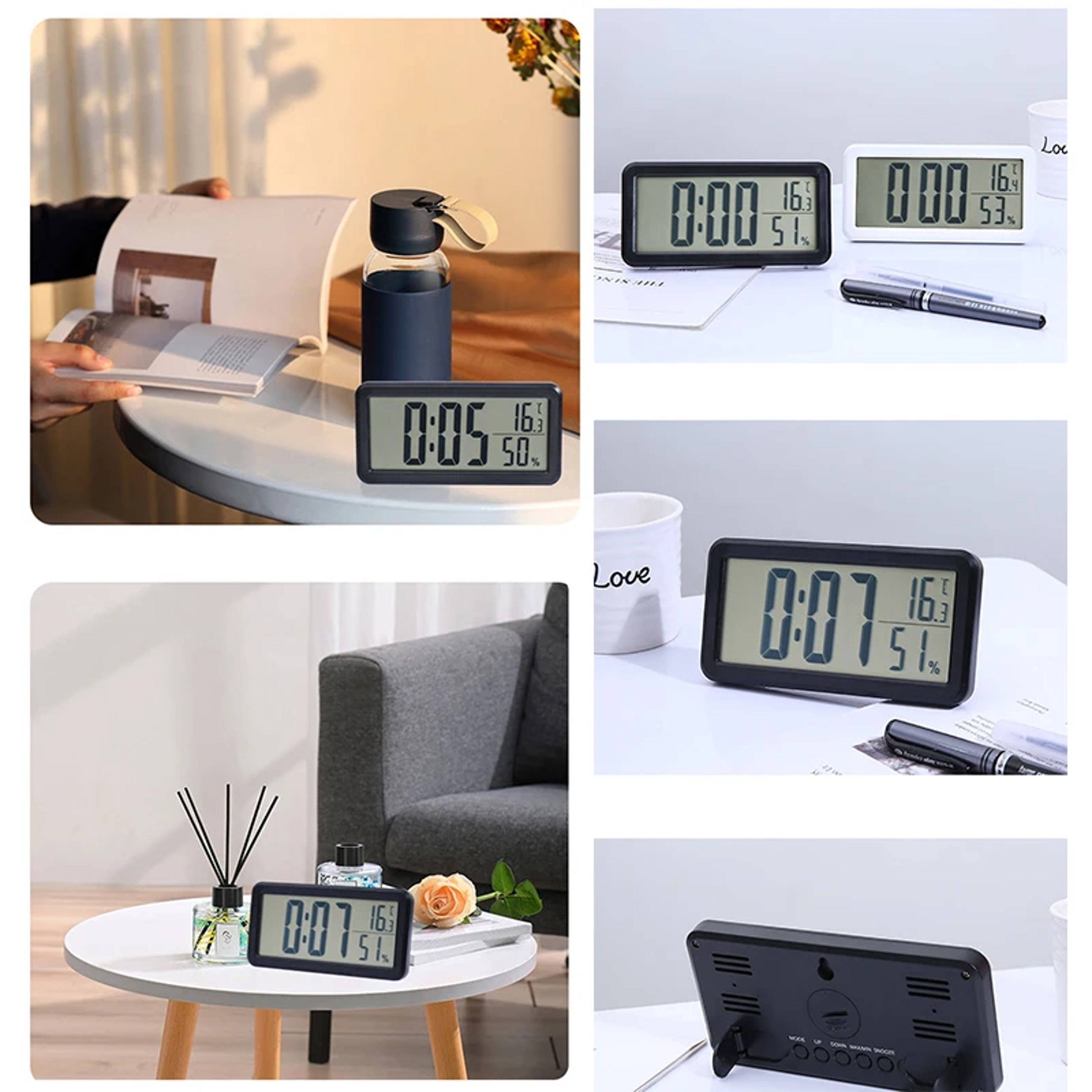 Large Display Digital Alarm Clock LED Desk Clock For Bedroom Office Home Decor 3