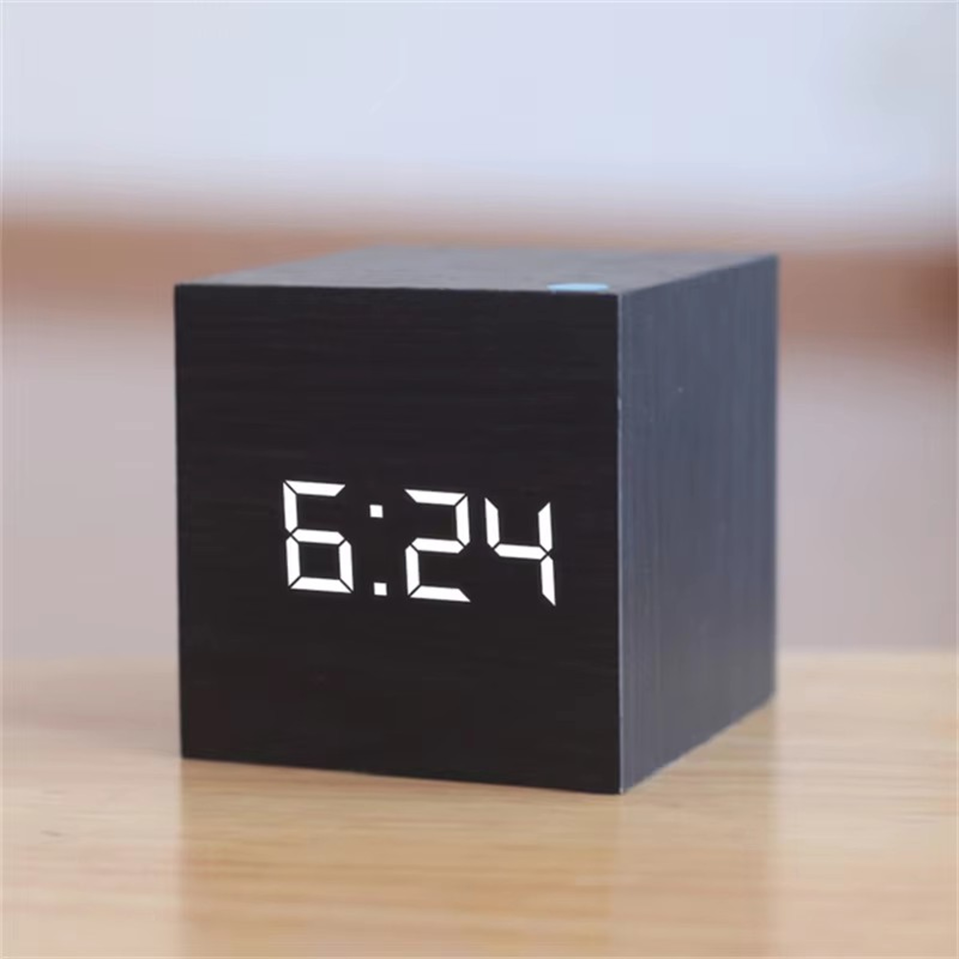 Wooden LED Alarm Clock With Voice Control Digital Wood Desk Clock Snooze Bedroom Table Clock 0
