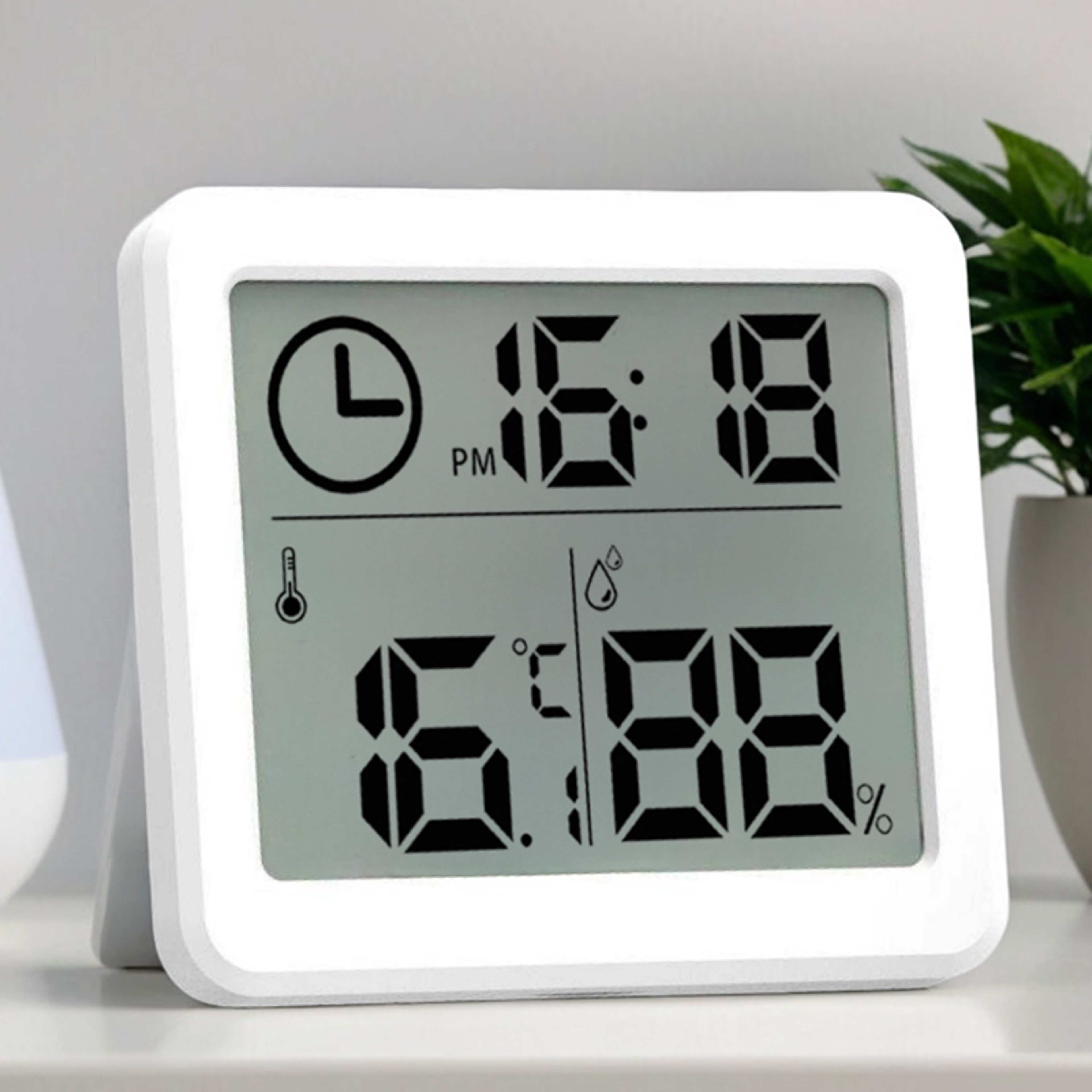 Digital Clock with Temperature Humidity Display, Desk Wall Clock, Indoor Thermometer Hygrometer for Home Office – view 1
