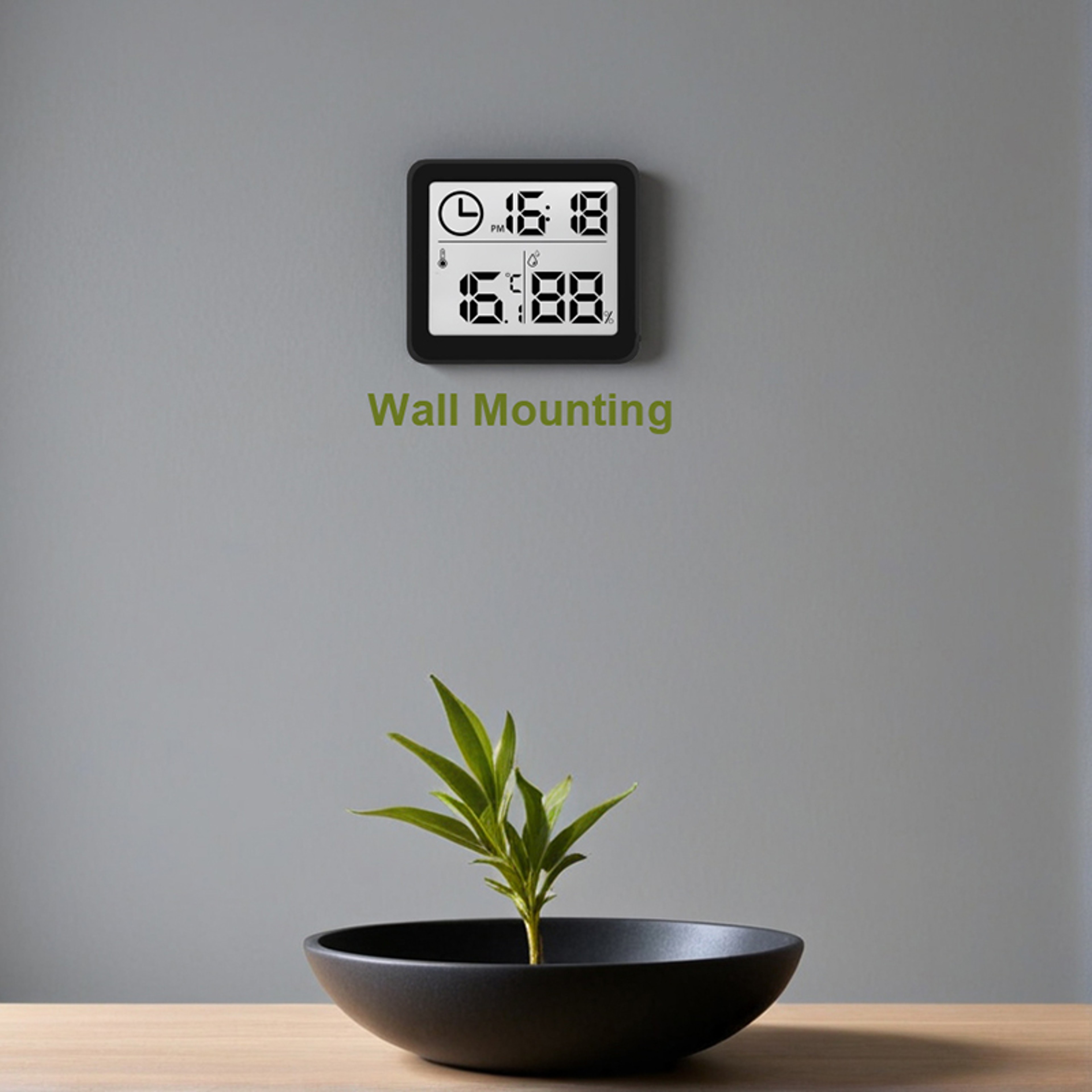 Digital Clock with Temperature Humidity Display, Desk Wall Clock, Indoor Thermometer Hygrometer for Home Office – view 2