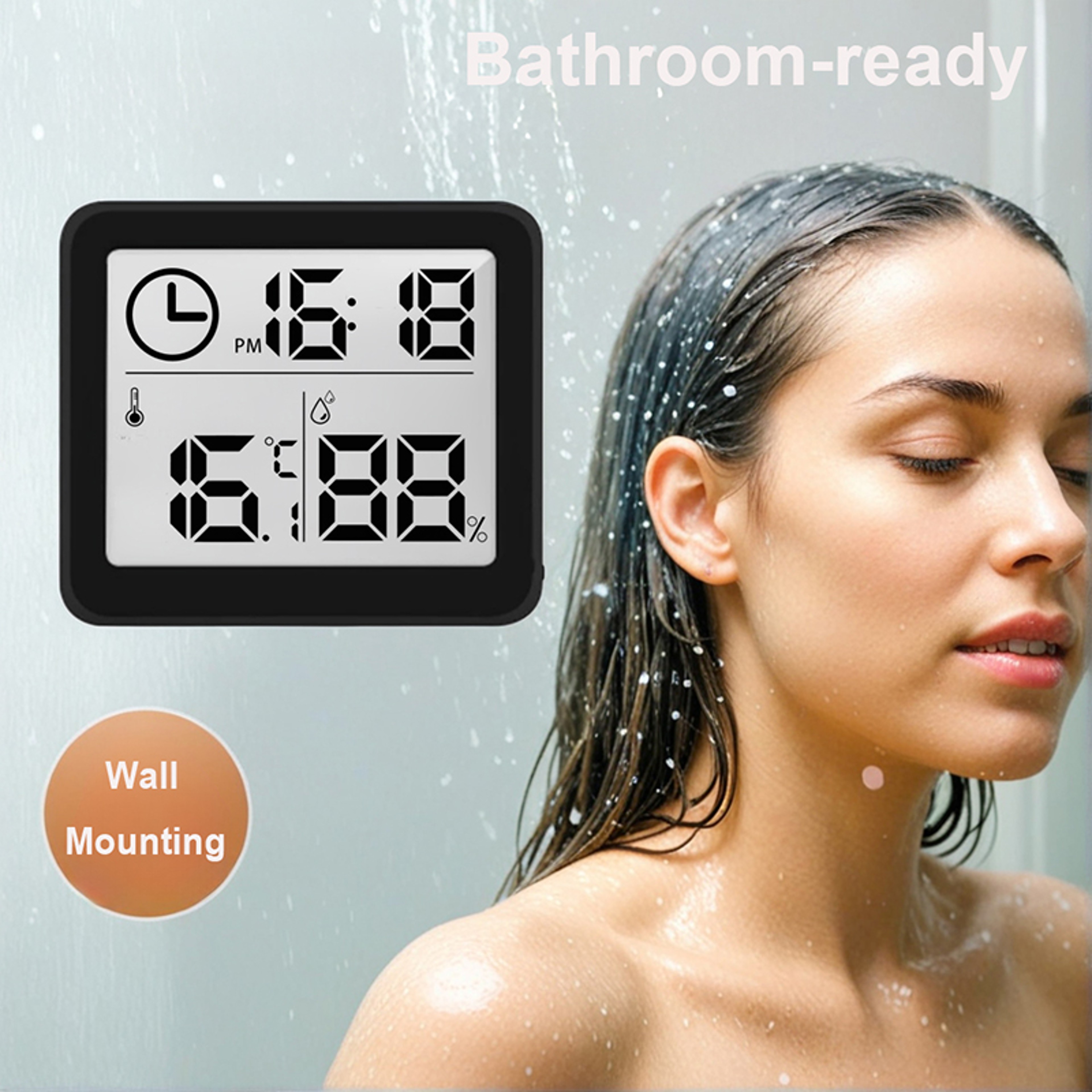 Digital Clock with Temperature Humidity Display, Desk Wall Clock, Indoor Thermometer Hygrometer for Home Office – view 4