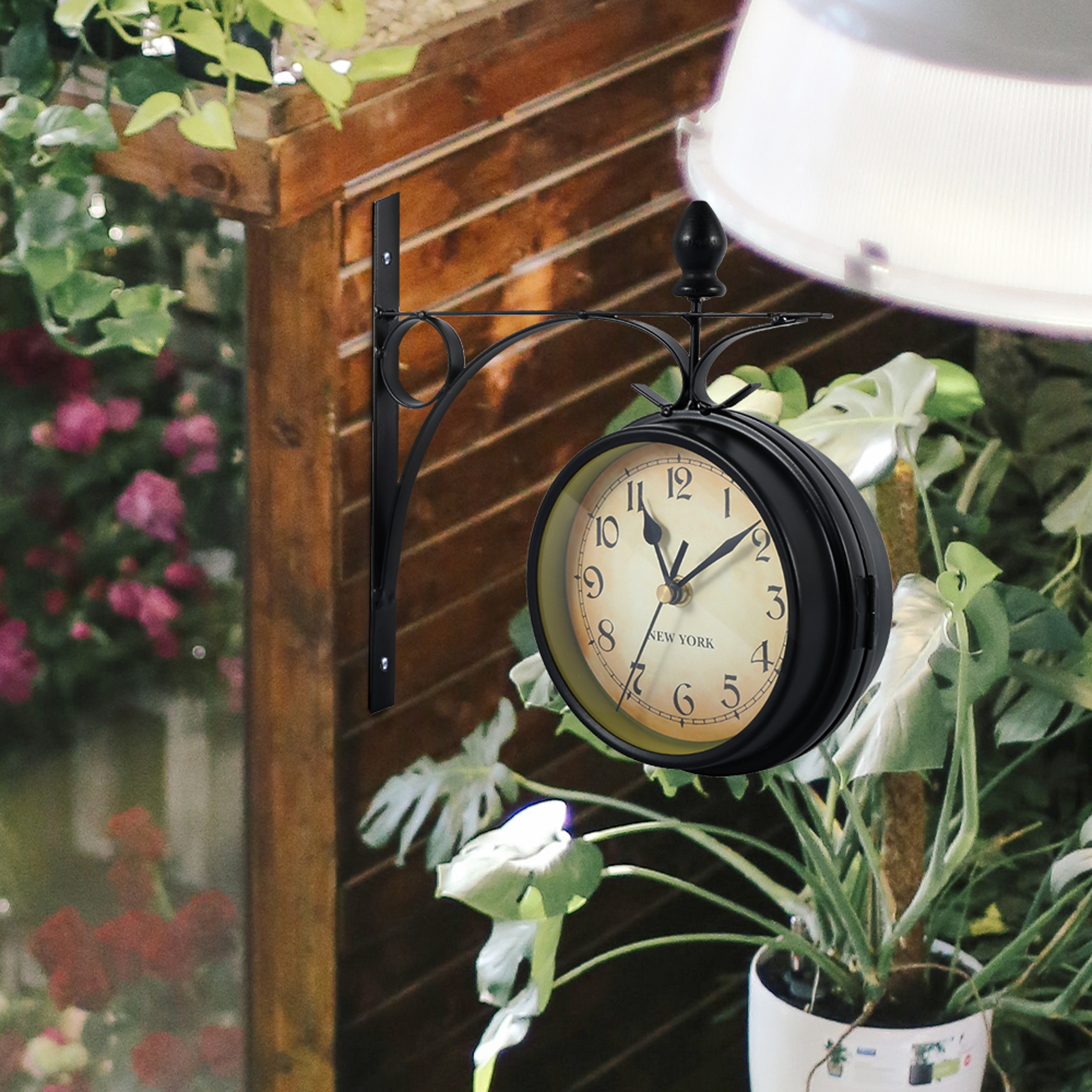 Retro Double Sided Wall Clock Silent Antique Style Vintage Home Decor – view 3