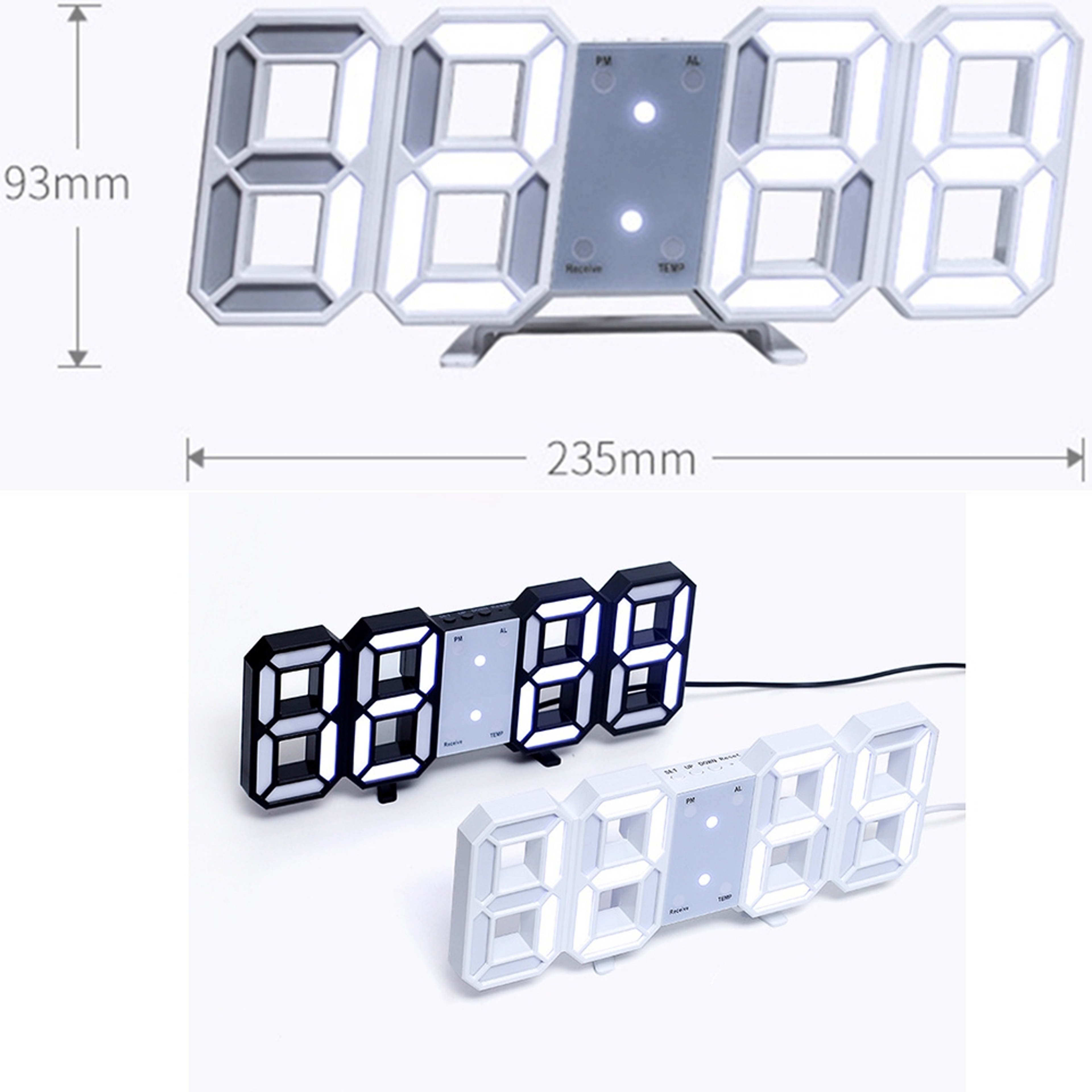 Digital Wall Clock LED Wall Clock Digital Alarm Clock Bedroom Decor Clock Remote Control Clock 16