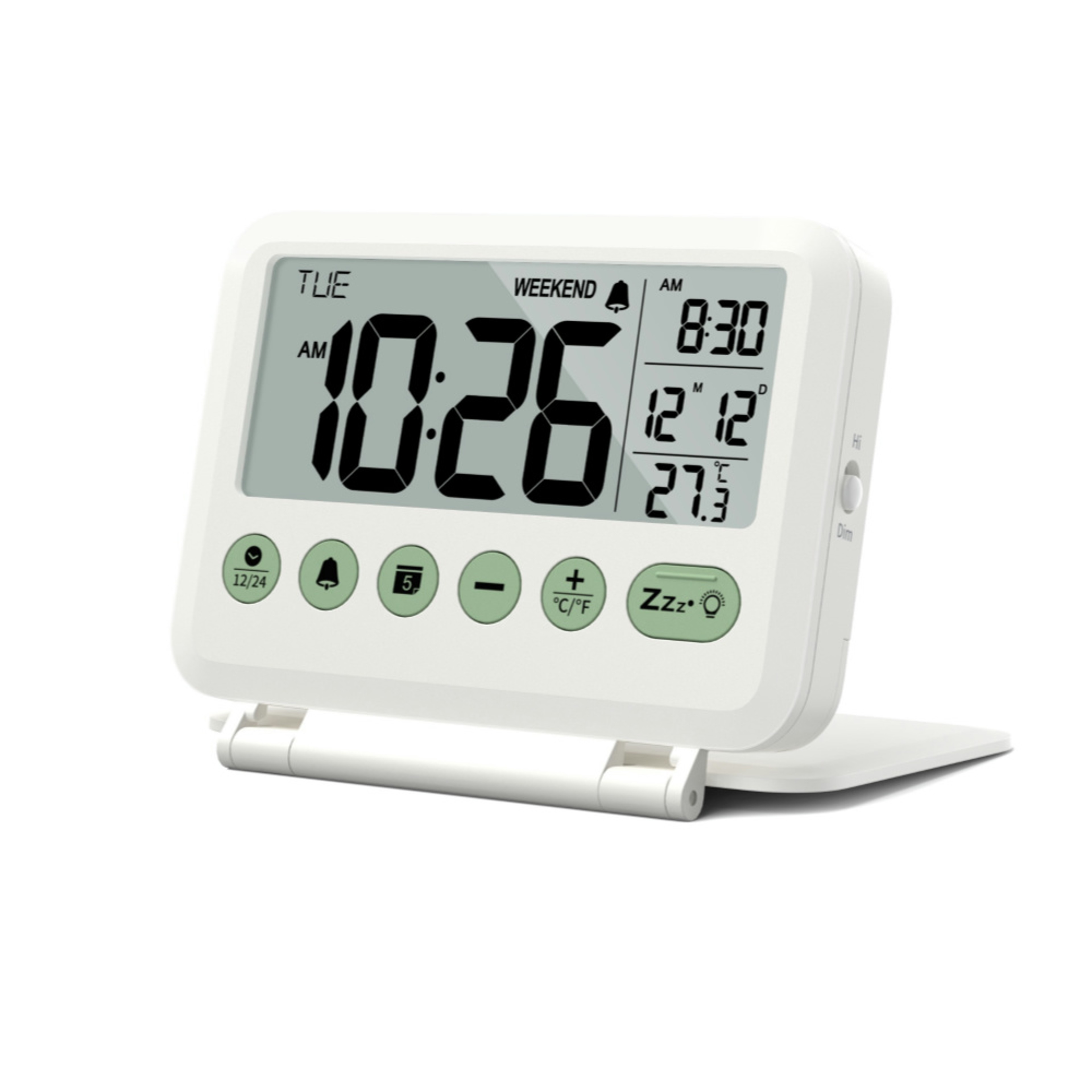 Digital LCD Travel Alarm Clock Thermometer Calendar Portable Folding Desk Clock 0