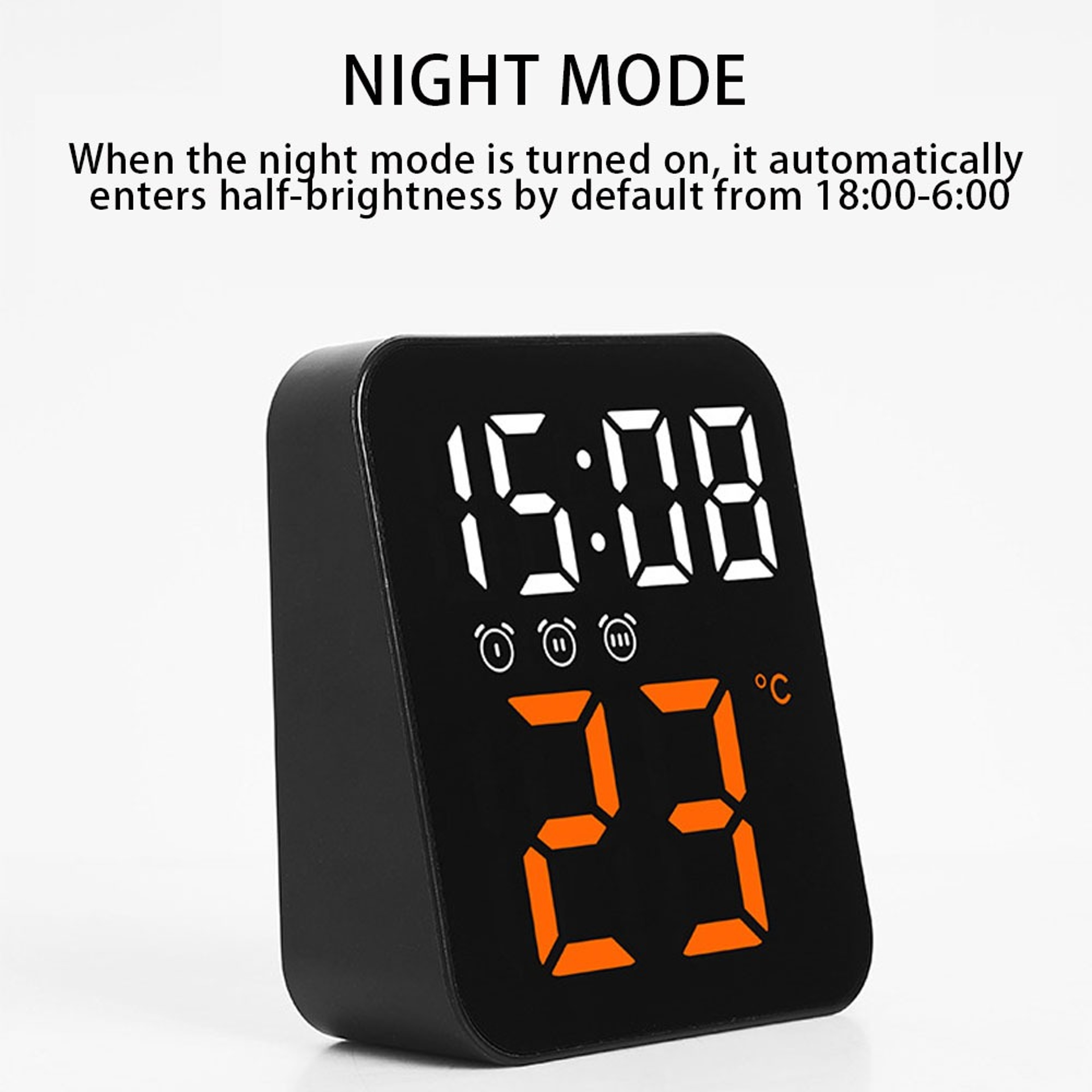 LED Digital Alarm Clock With Temperature Display Voice Control Night Light 7