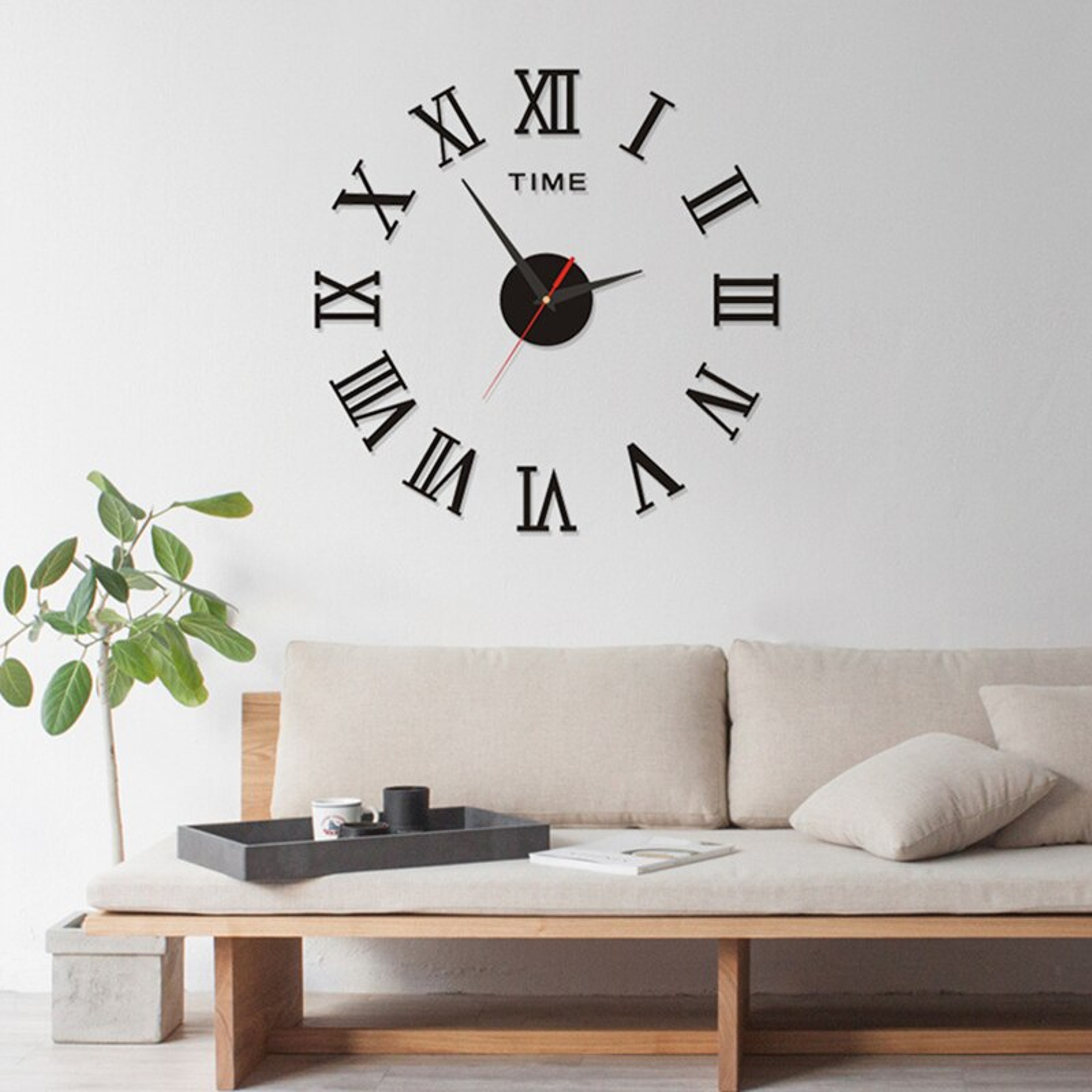 Modern DIY Wall Clock Large 3D Wall Clock Acrylic Roman Numeral Mirror Wall Decor 4