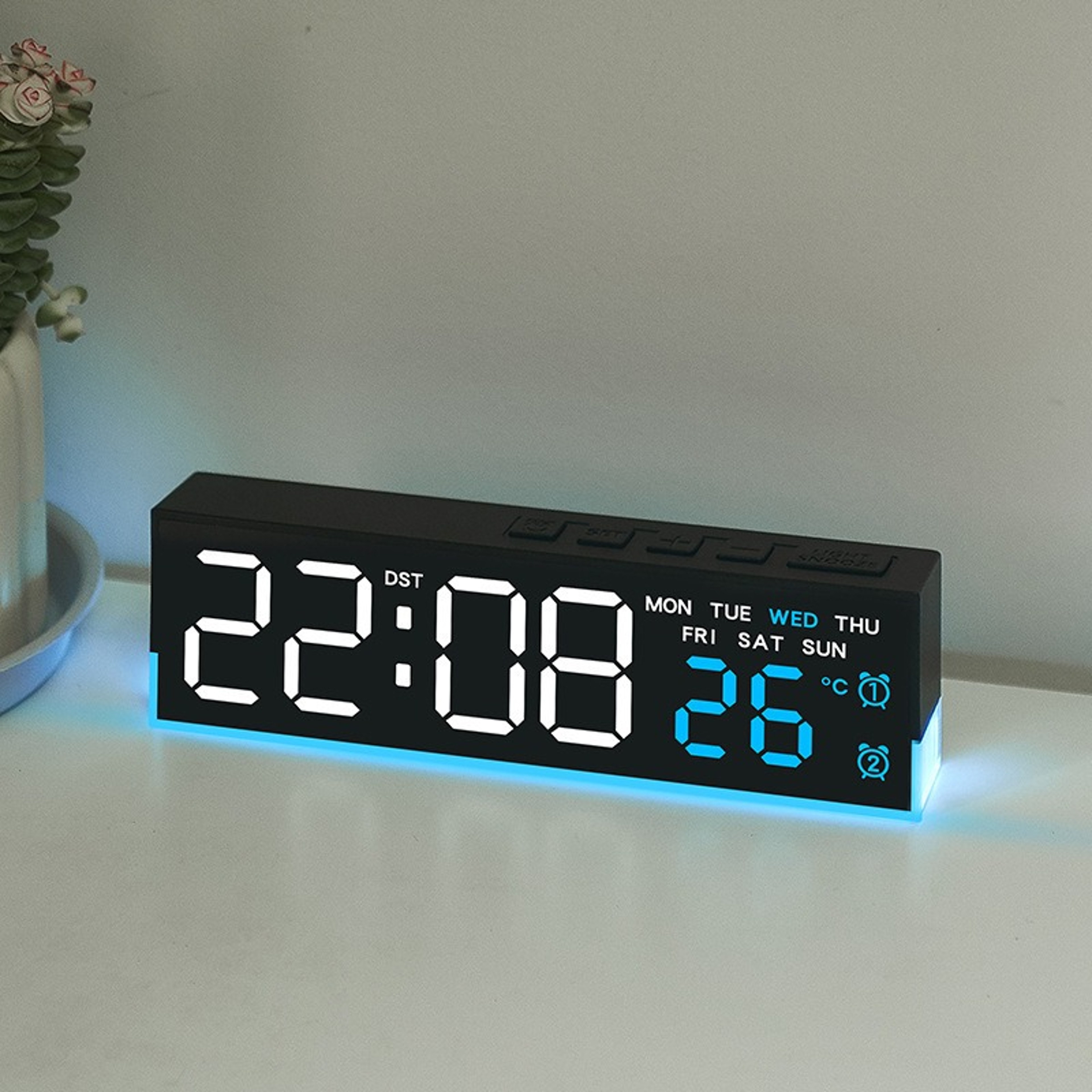 Smart LED Digital Alarm Clock With Ambient Light Temperature Display And Bedside Night Light 0