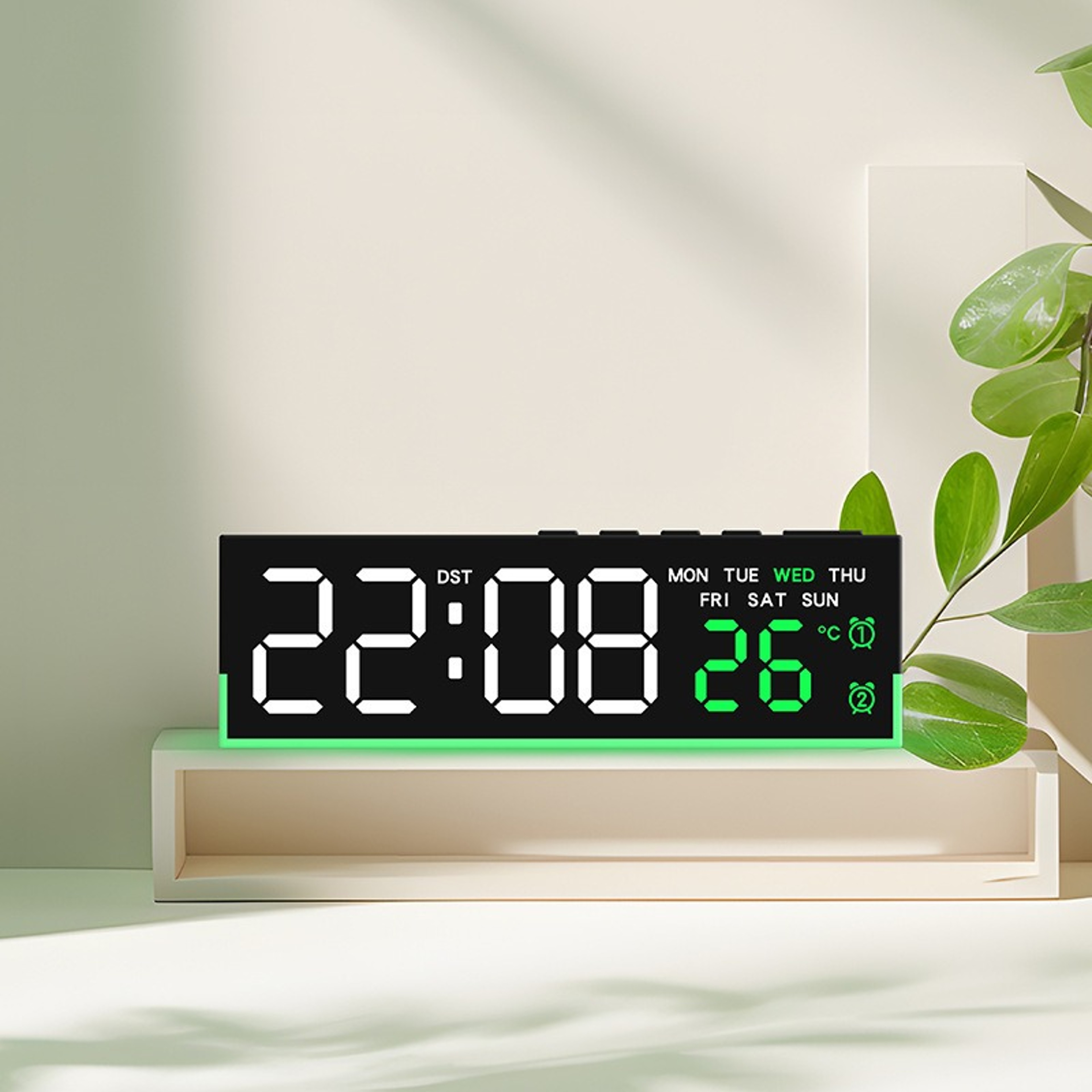 Smart LED Digital Alarm Clock With Ambient Light Temperature Display And Bedside Night Light 9