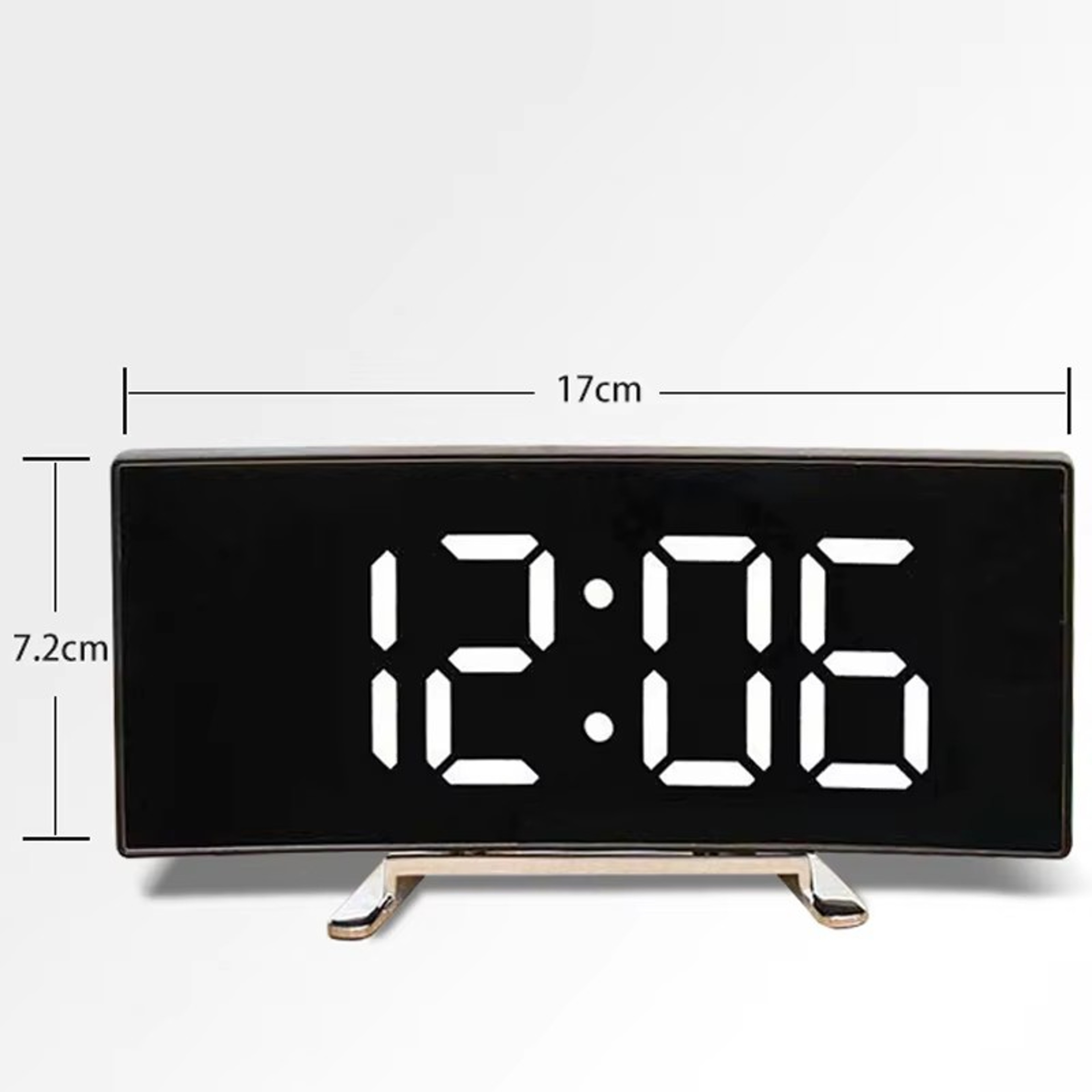 LED Digital Alarm Clock With Mirror Display Large Curved Screen Modern Desk Clock For Bedroom Offic 7